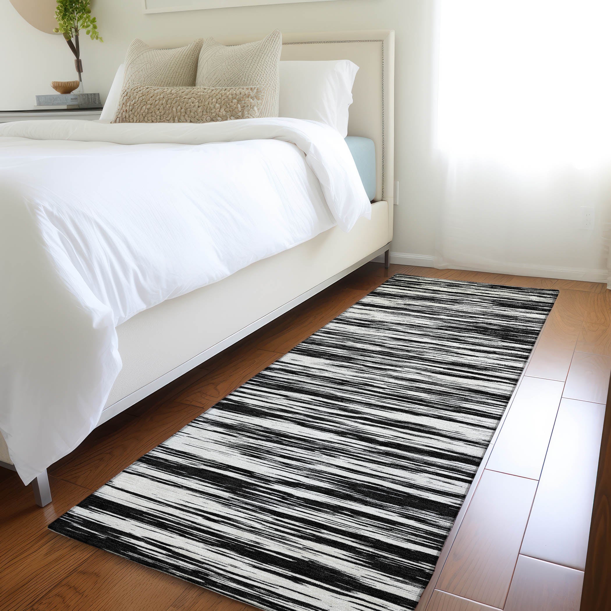 Montevideo Machine Washable Transitional Black Rug 2'3" x 7'6" #shape_Runner