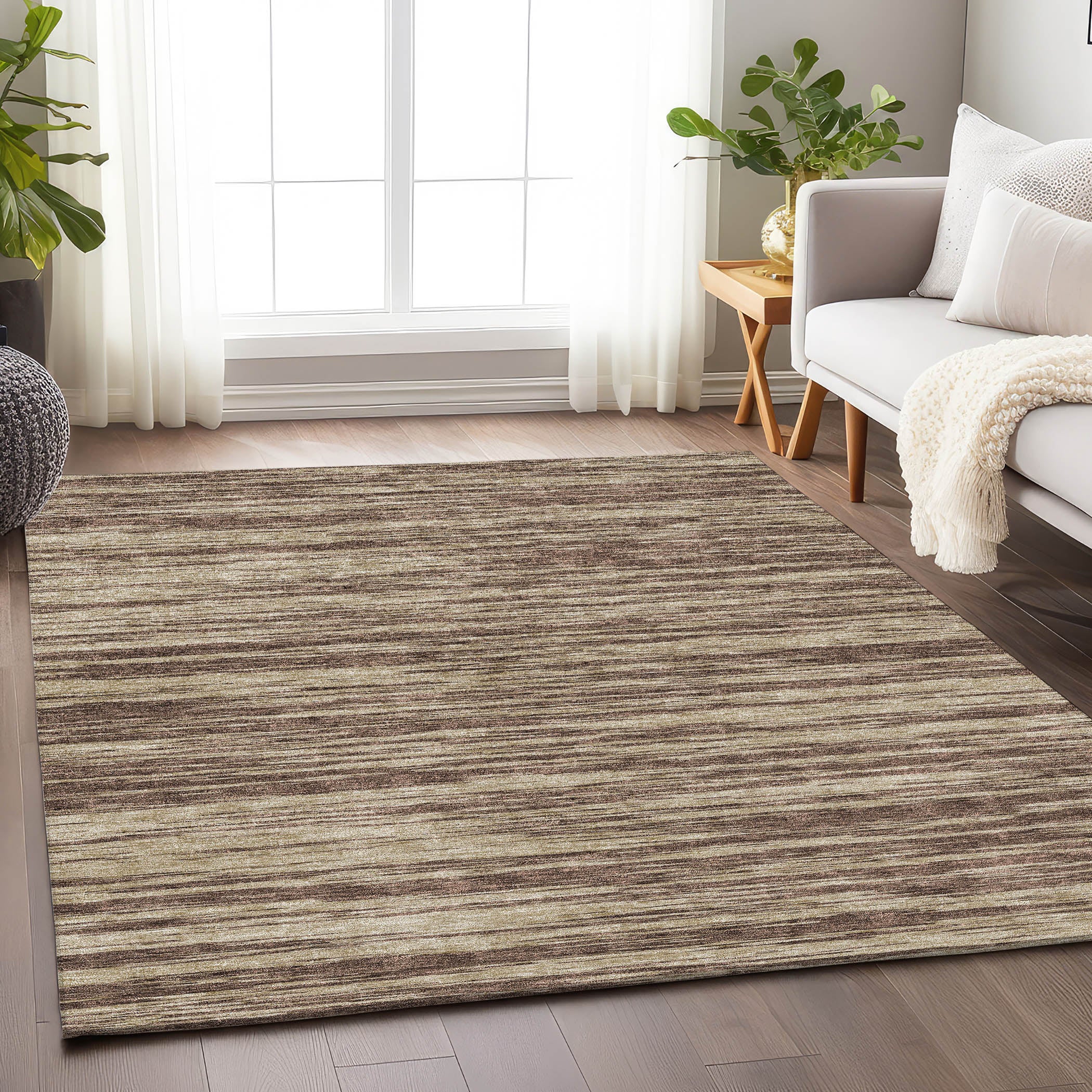 Montevideo Machine Washable Transitional Brown Rug 2'6" x 3'10" #shape_Rectangle