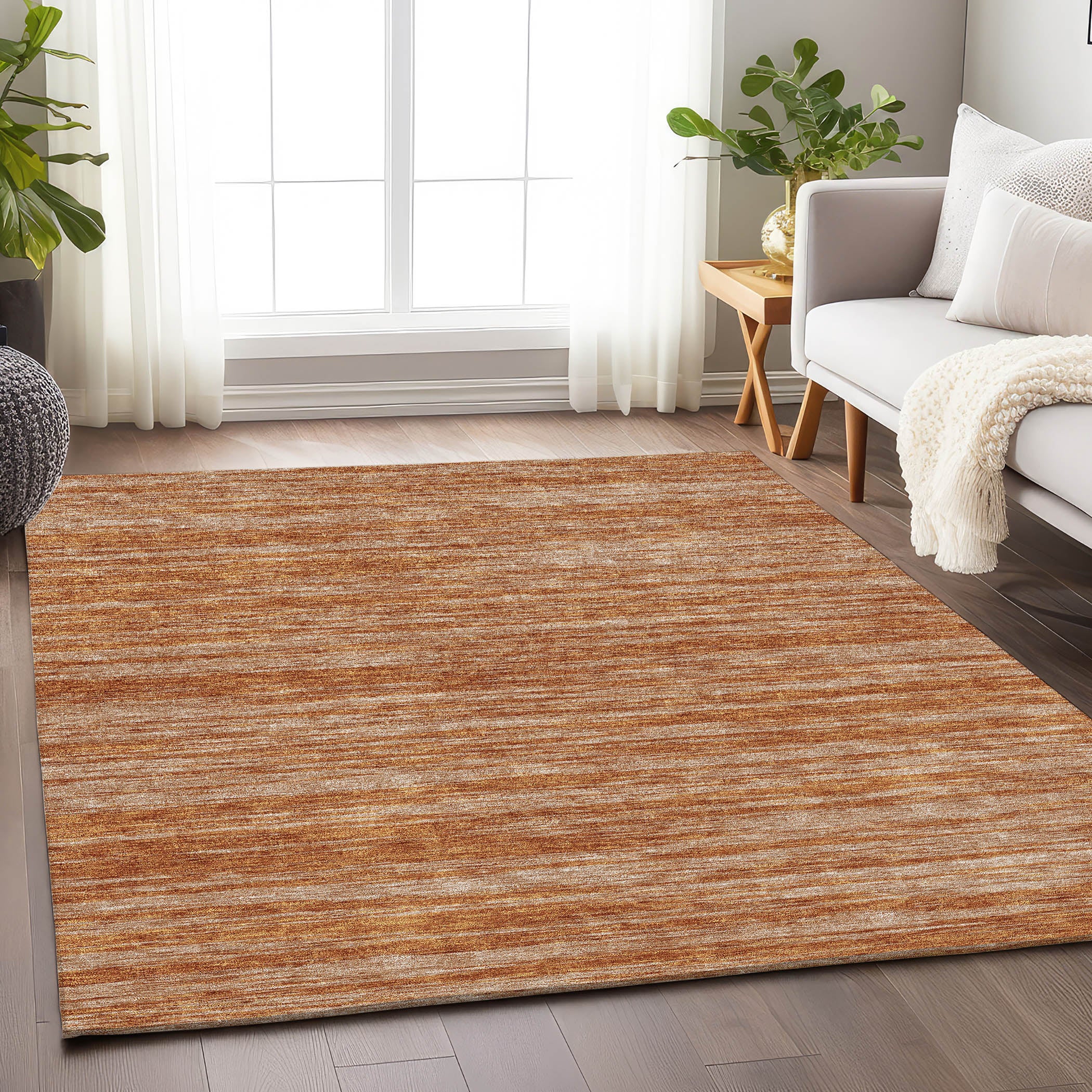 Montevideo Machine Washable Transitional Copper Orange Rug 2'6" x 3'10" #shape_Rectangle