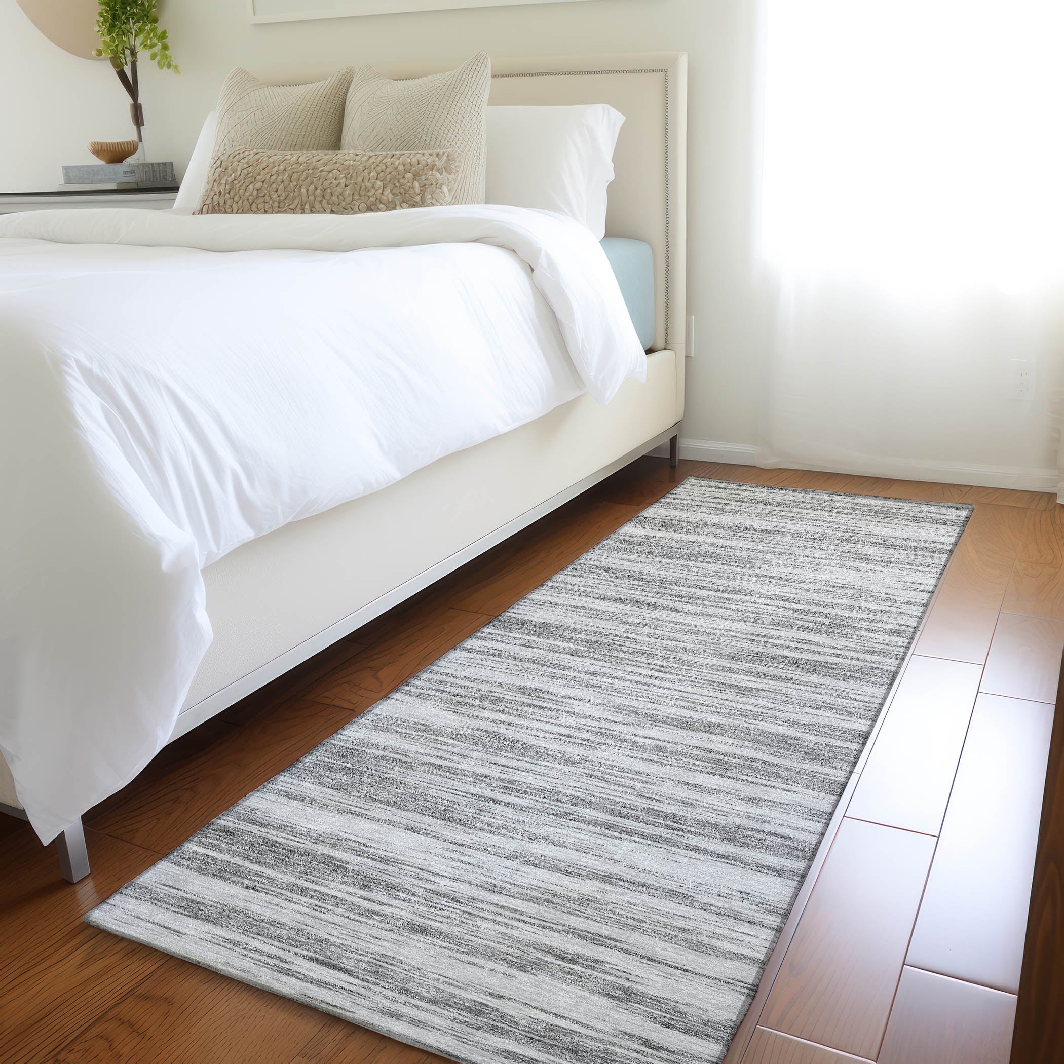 Montevideo Machine Washable Transitional Gray Rug 2'3" x 7'6" #shape_Runner