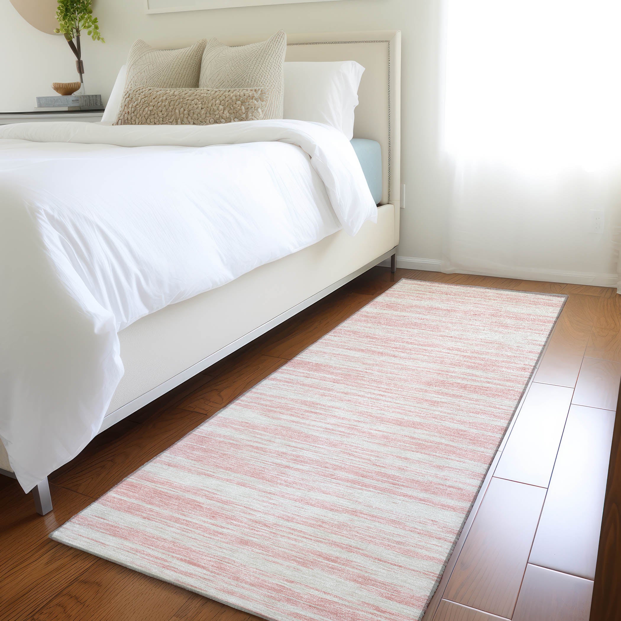 Montevideo Machine Washable Transitional Pink Rug 2'3" x 7'6" #shape_Runner