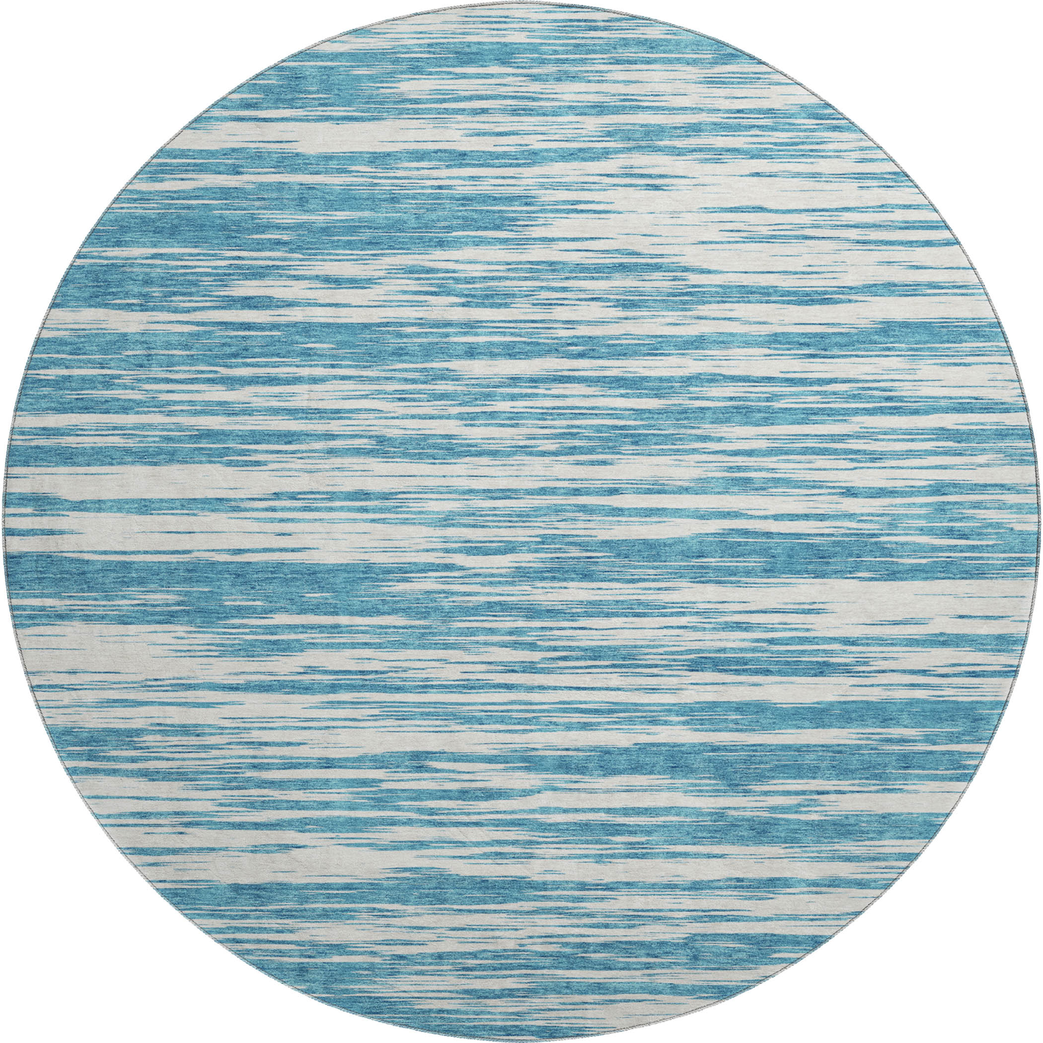 Montevideo Machine Washable Transitional Teal Rug 8' x 8' #shape_Round