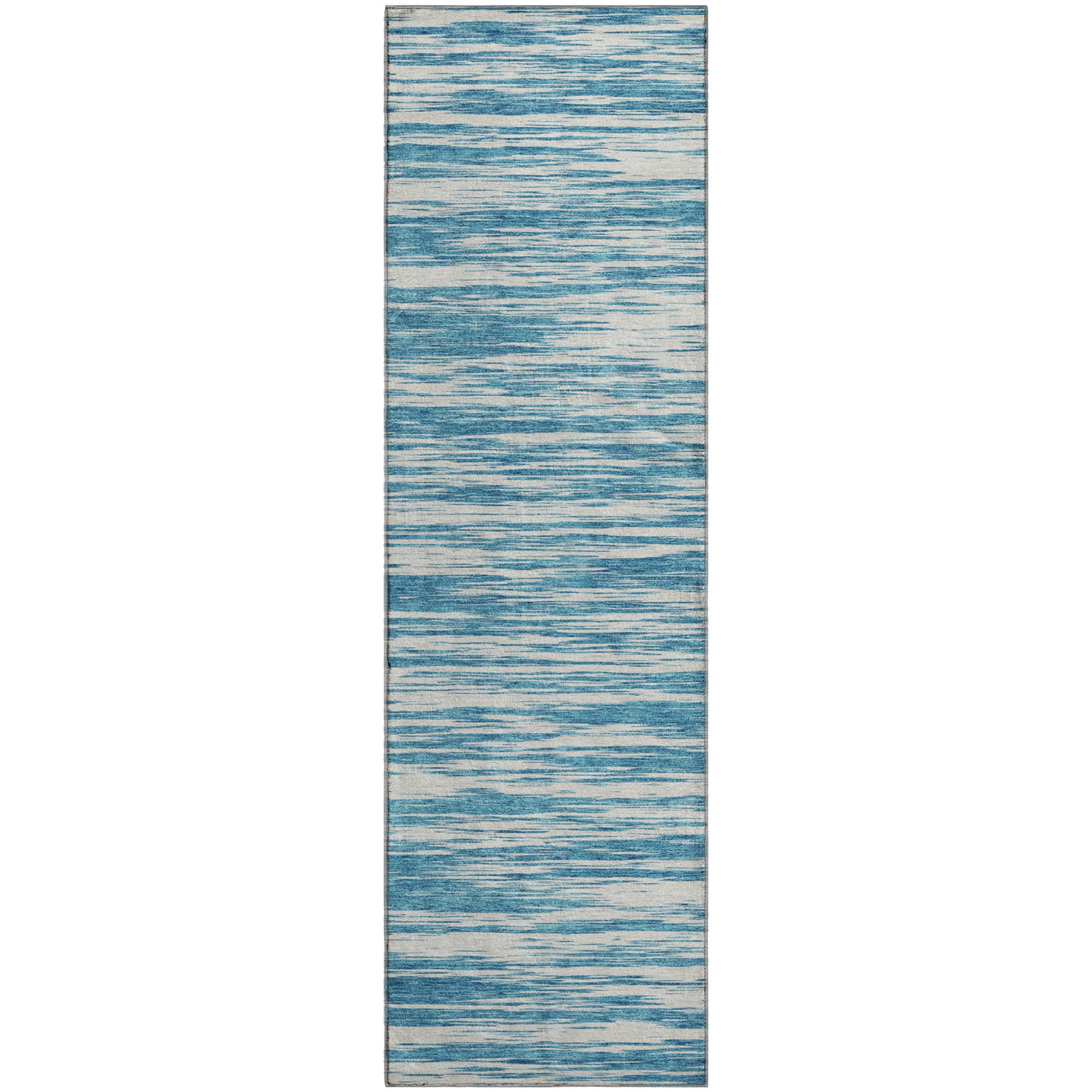 Montevideo Machine Washable Transitional Teal Rug 2'3" x 7'6" #shape_Runner