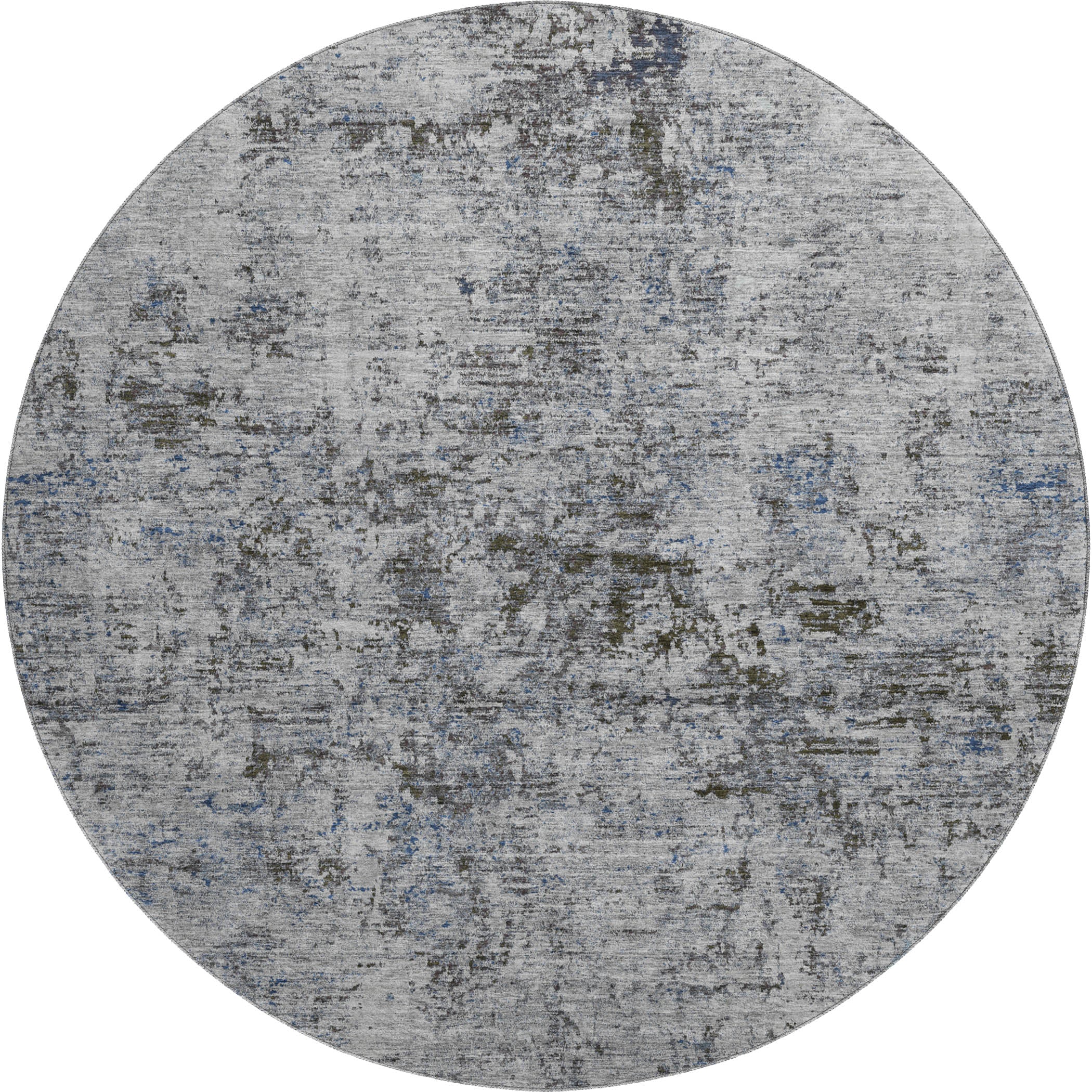 Kyoto Machine Washable Transitional Gray Rug 8' x 8' #shape_Round