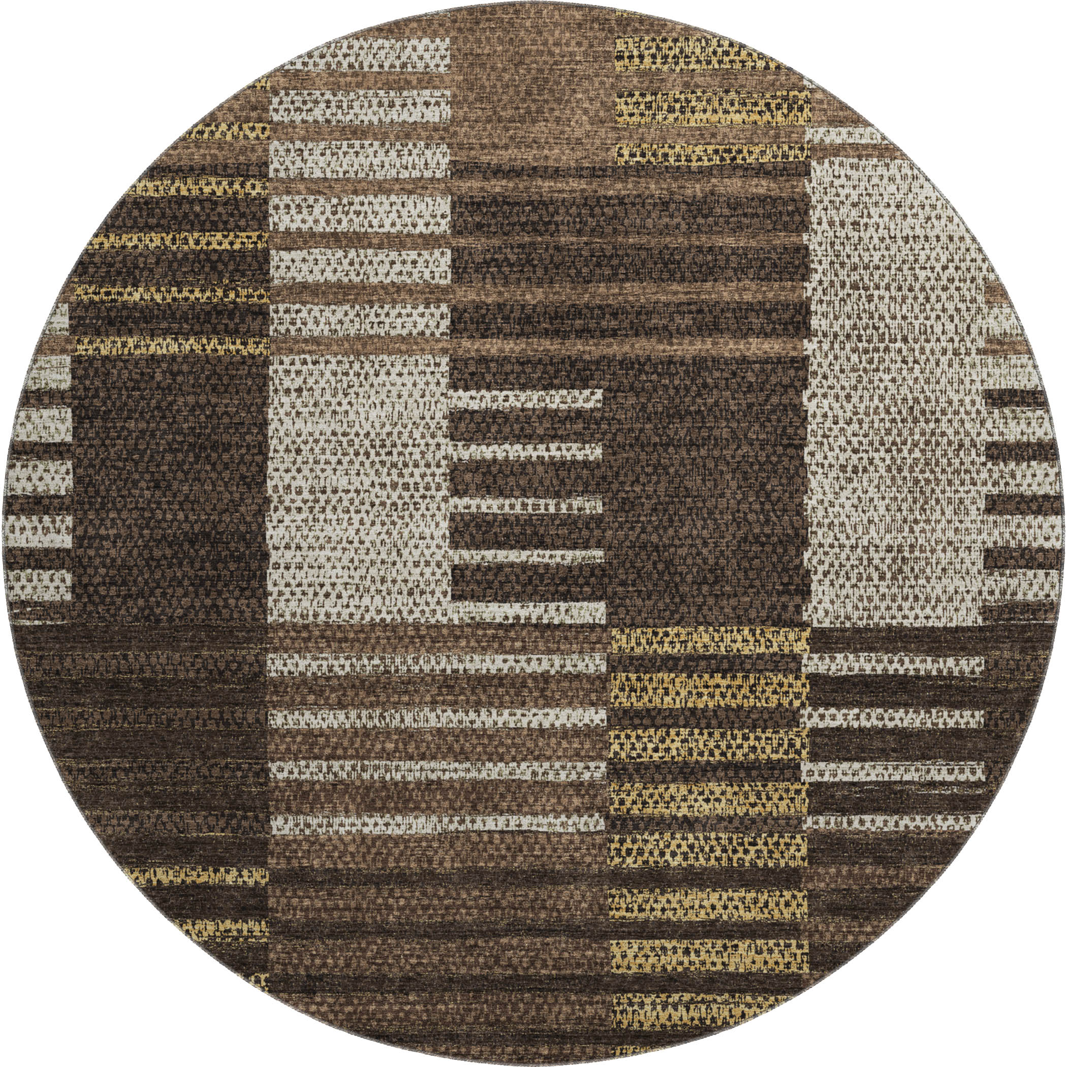 Mostar Machine Washable Transitional Chocolate Brown Rug 8' x 8' #shape_Round