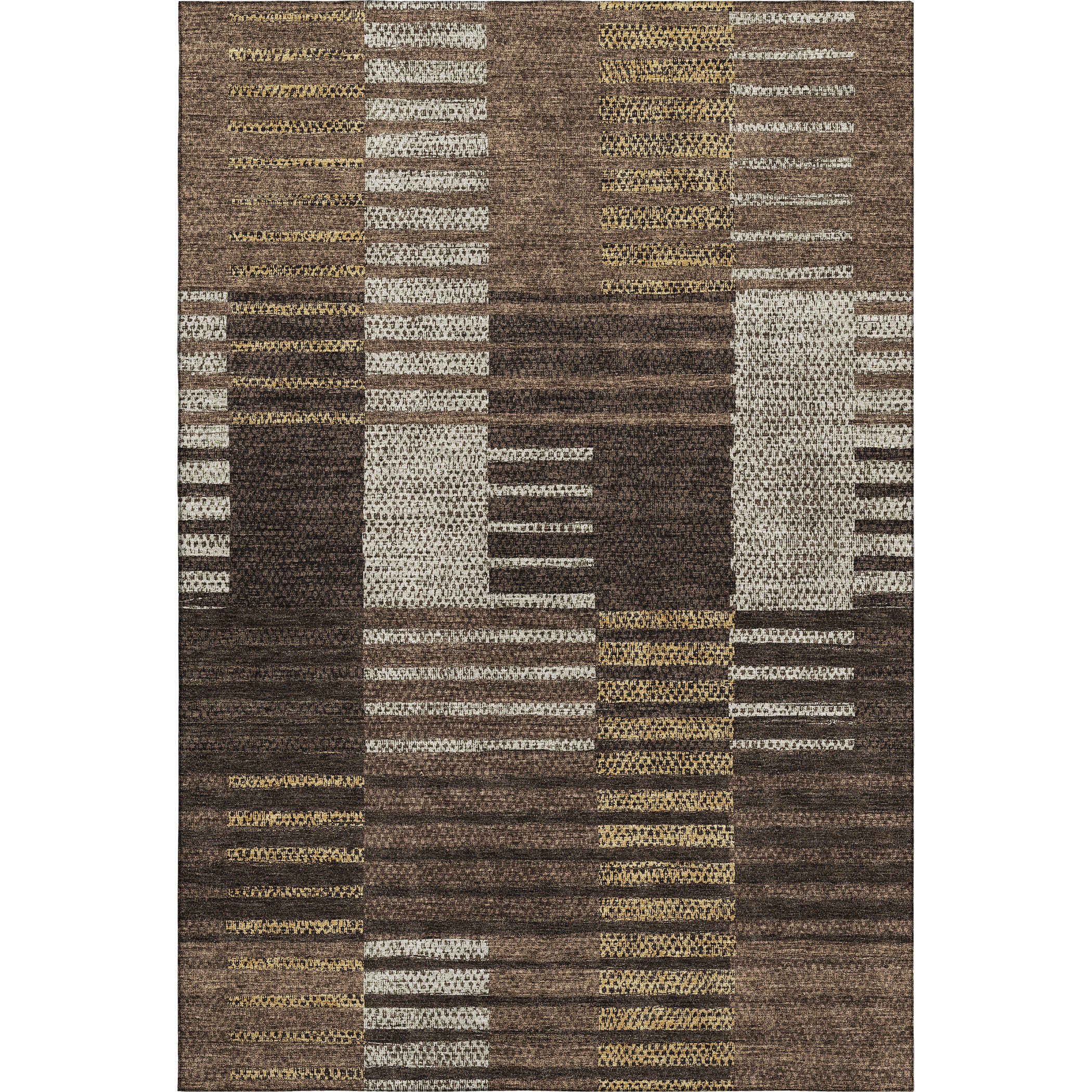 Mostar Machine Washable Transitional Chocolate Brown Rug 2'6" x 3'10" #shape_Rectangle