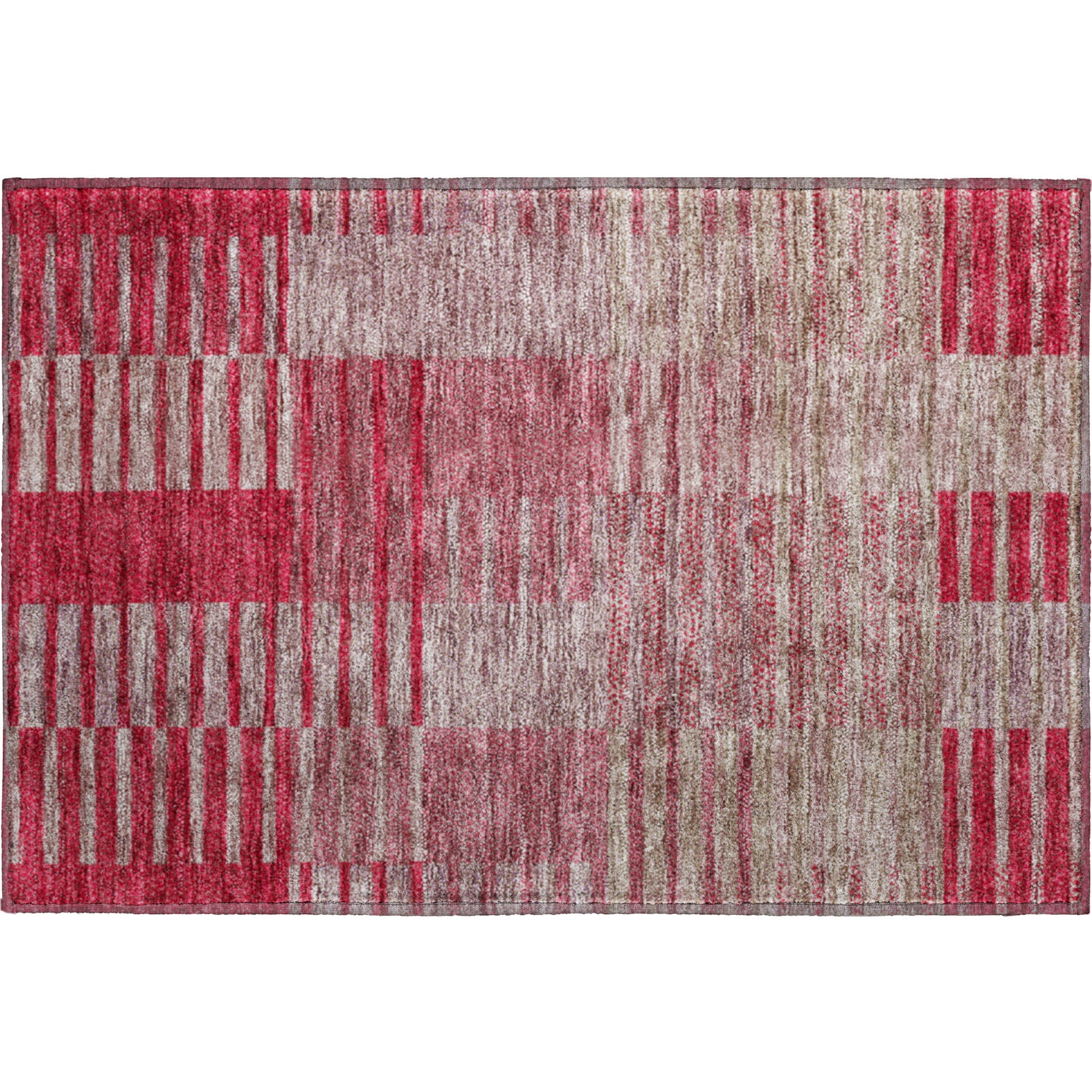 Mostar Machine Washable Transitional Garnet Red Rug 1'8" x 2'6" #shape_Rectangle