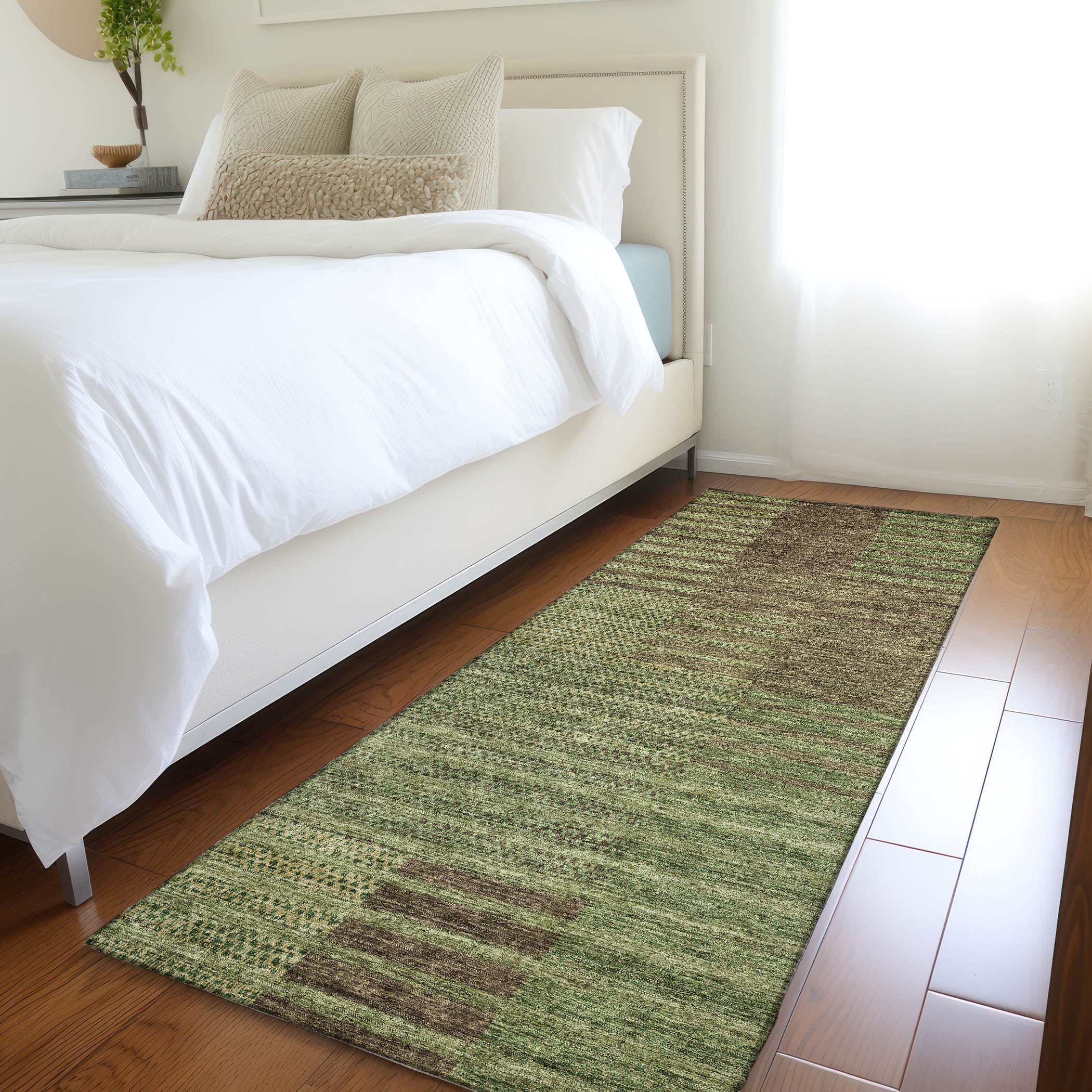 Mostar Machine Washable Transitional Mocha Brown Rug 2'3" x 7'6" #shape_Runner