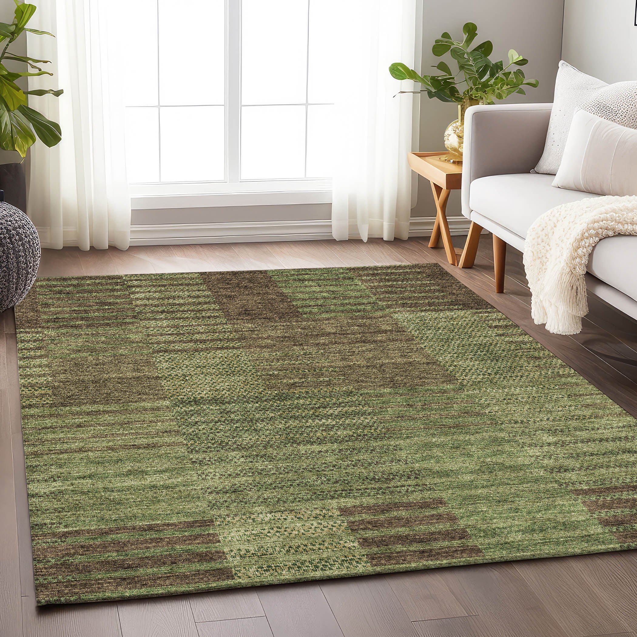 Mostar Machine Washable Transitional Mocha Brown Rug 2'6" x 3'10" #shape_Rectangle