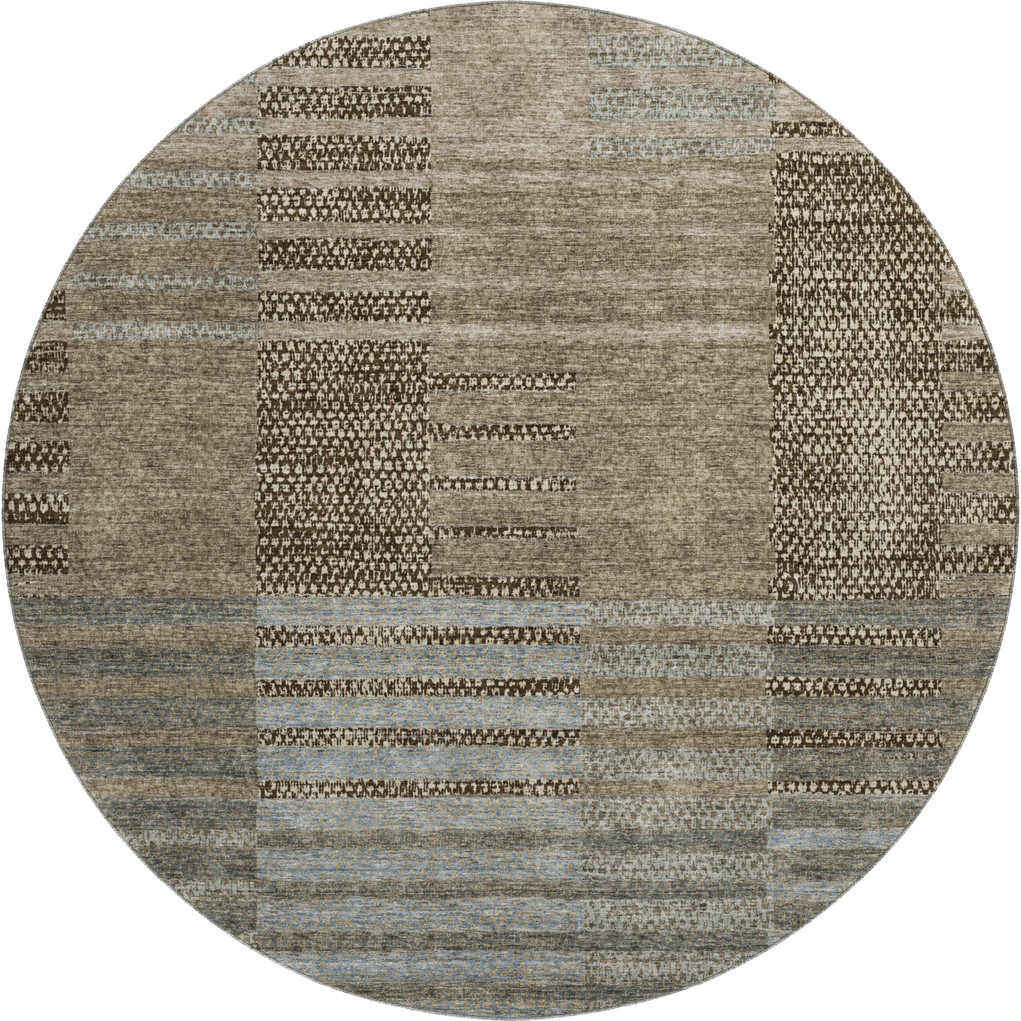 Mostar Machine Washable Transitional Taupe Brown Rug 8' x 8' #shape_Round