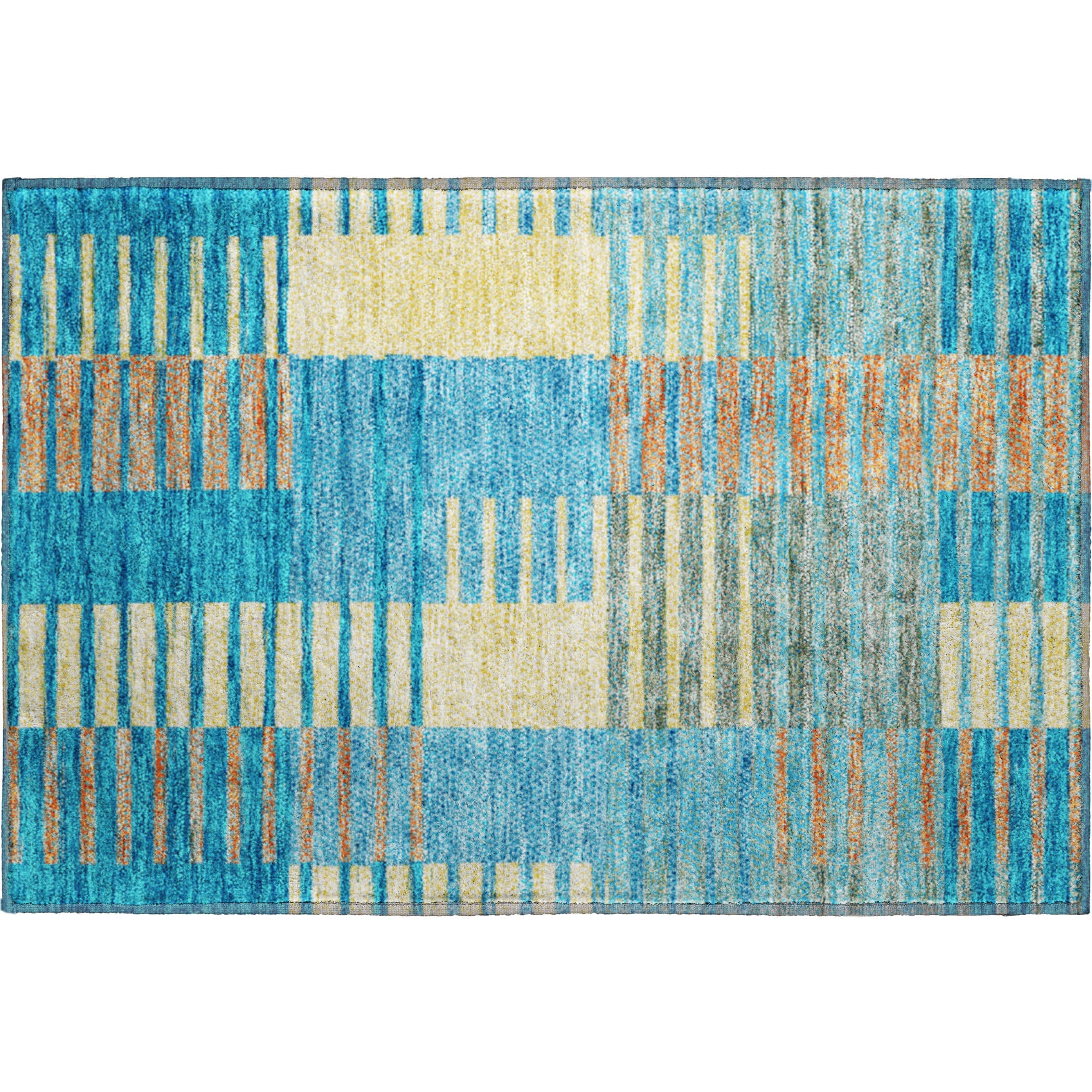 Mostar Machine Washable Transitional Teal Rug 1'8" x 2'6" #shape_Rectangle