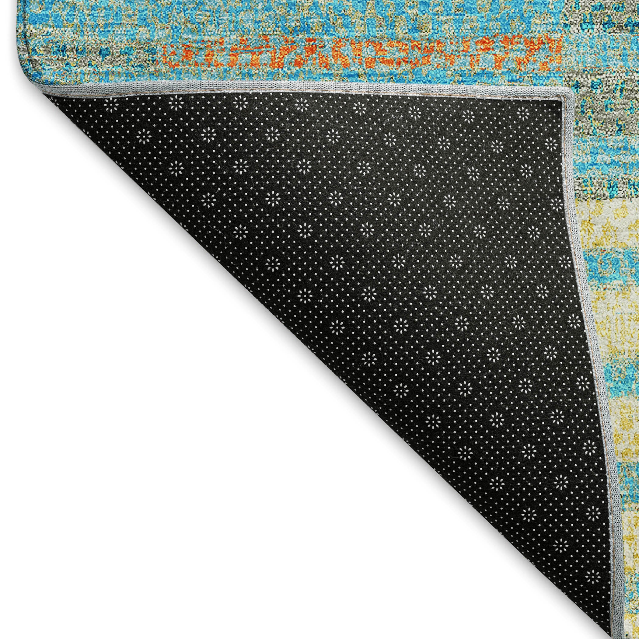 Mostar Machine Washable Transitional Teal Rug 1'8" x 2'6" #shape_Rectangle
