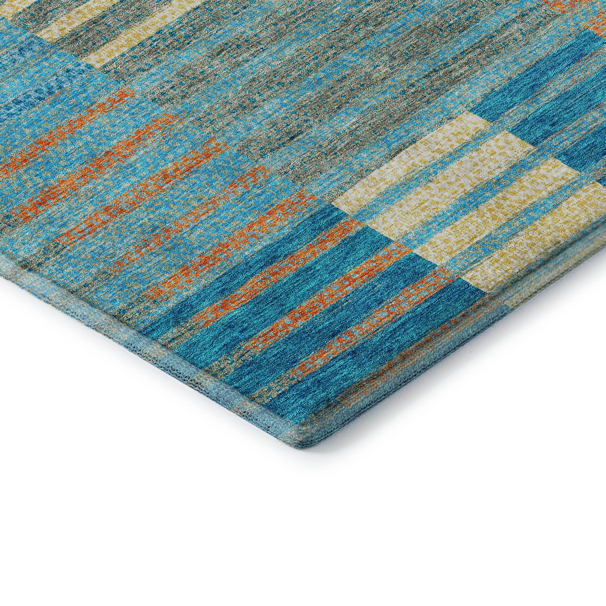 Mostar Machine Washable Transitional Teal Rug 1'8" x 2'6" #shape_Rectangle