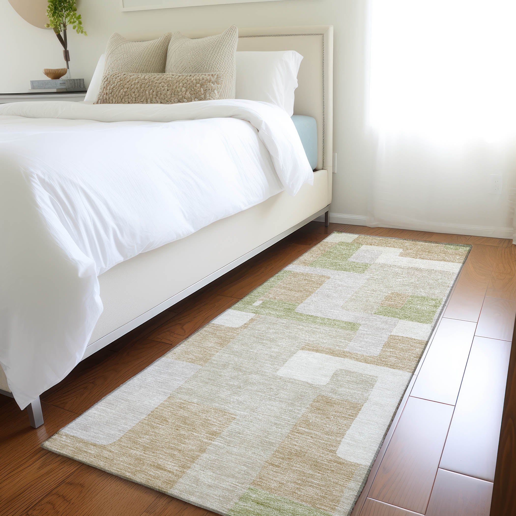 Salzburg Machine Washable Transitional Beige Brown Rug 2'3" x 7'6" #shape_Runner