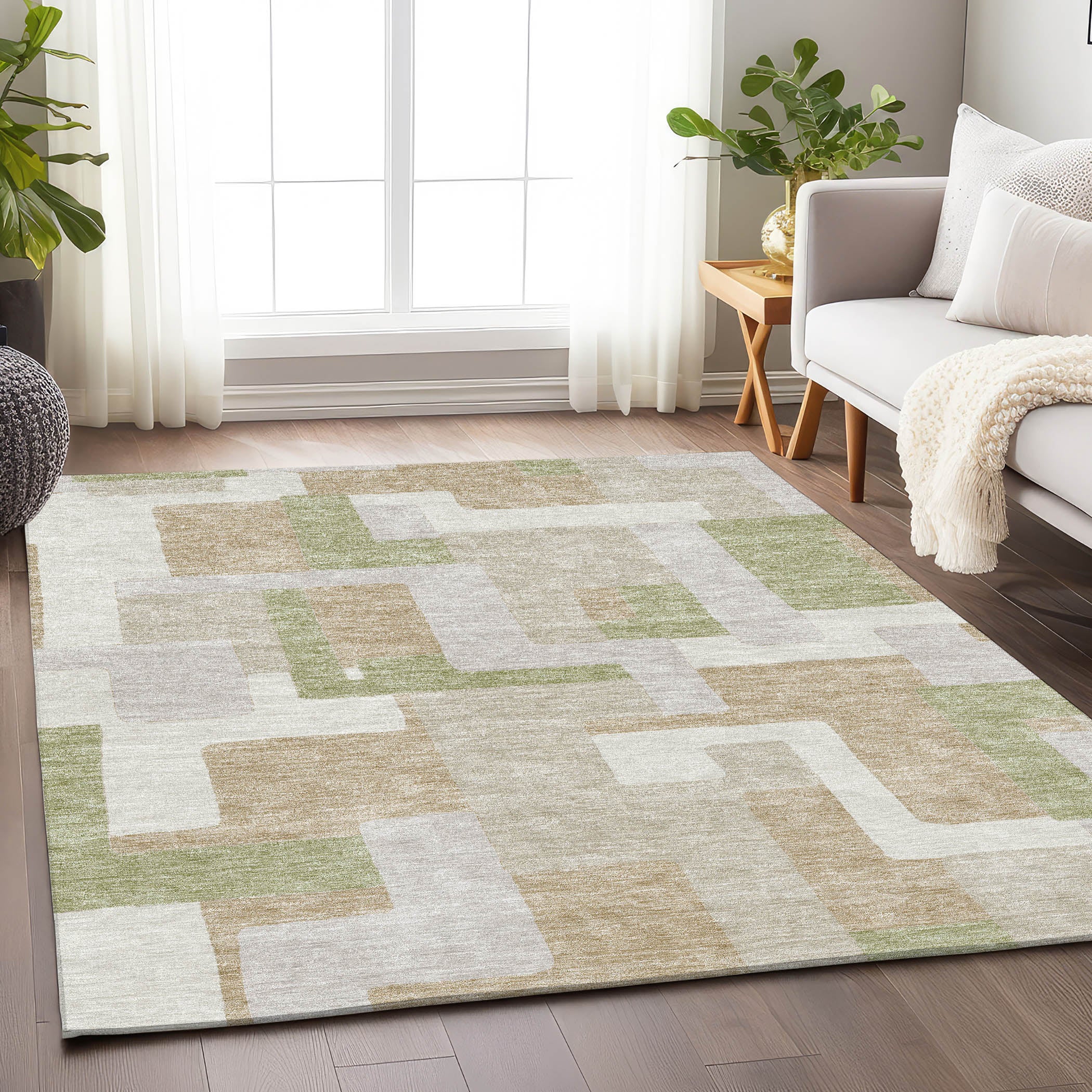 Salzburg Machine Washable Transitional Beige Brown Rug 2'6" x 3'10" #shape_Rectangle