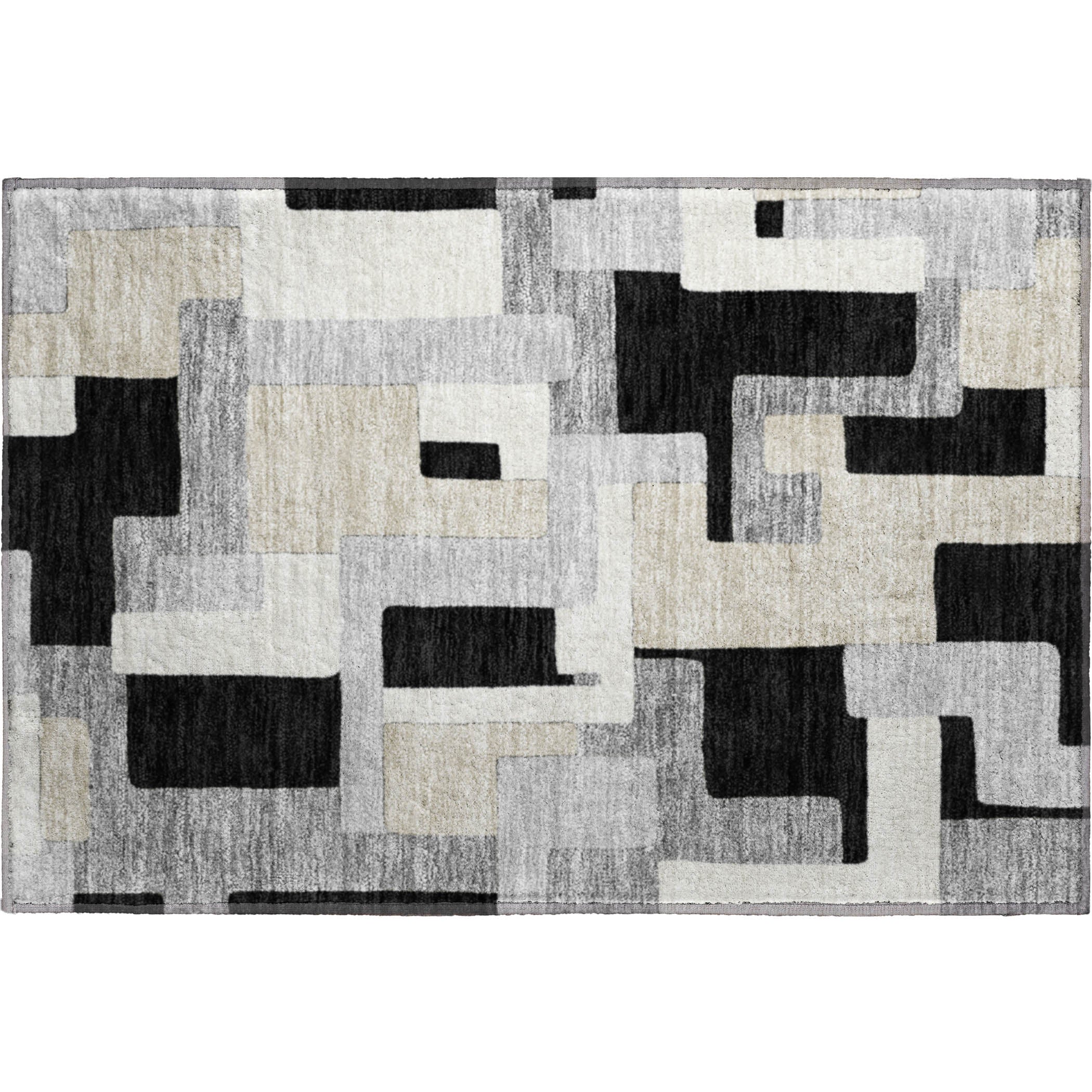 Salzburg Machine Washable Transitional Black Rug 1'8" x 2'6" #shape_Rectangle