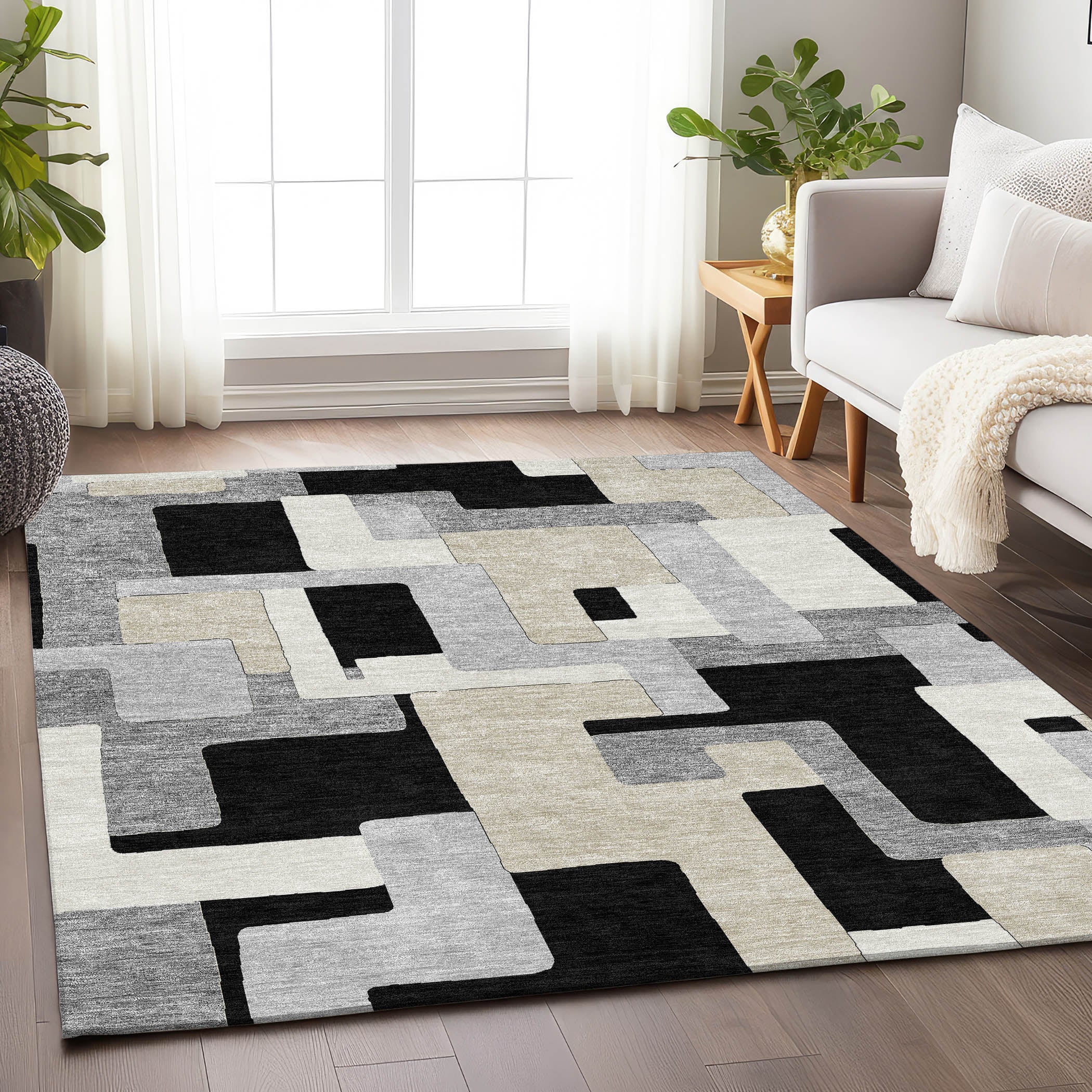 Salzburg Machine Washable Transitional Black Rug 2'6" x 3'10" #shape_Rectangle