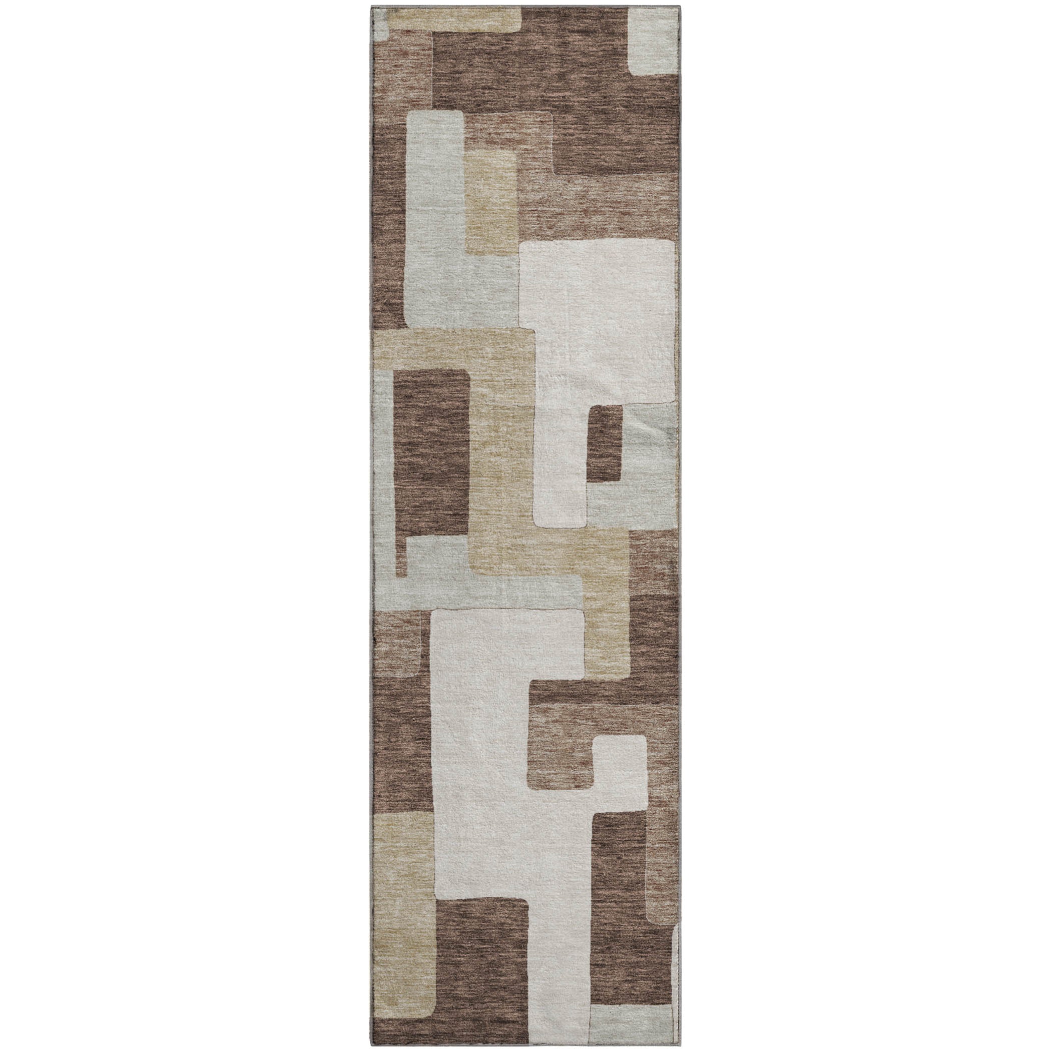 Salzburg Machine Washable Transitional Brown Rug 2'3" x 7'6" #shape_Runner