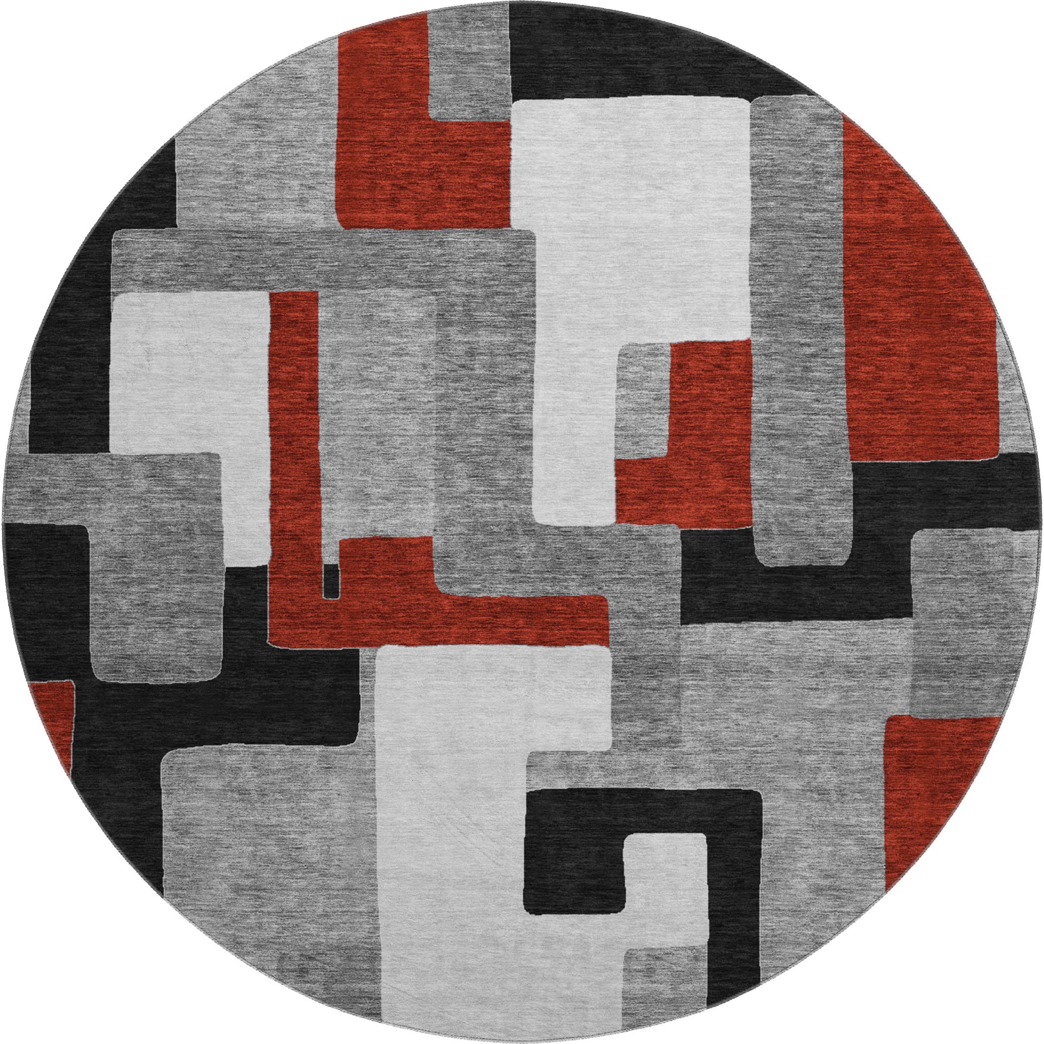 Salzburg Machine Washable Transitional Gray Rug 8' x 8' #shape_Round