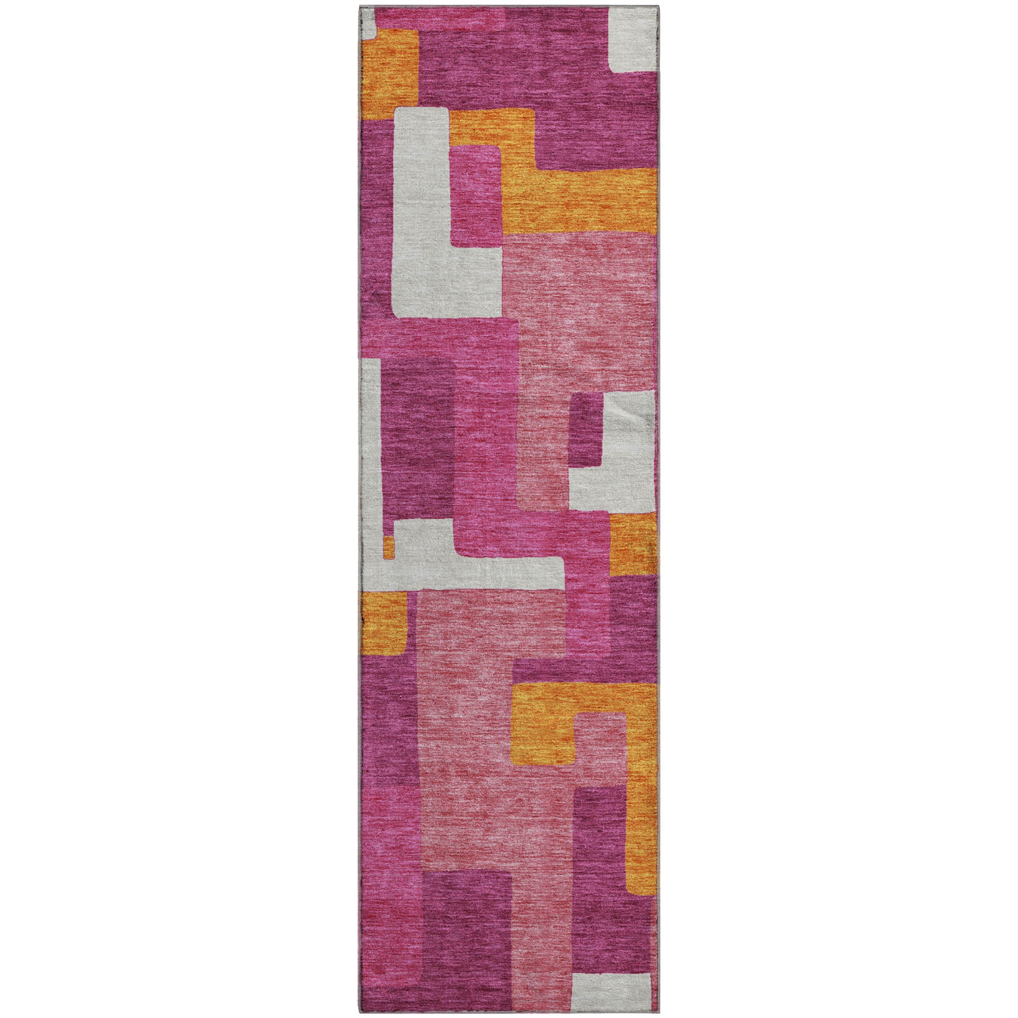 Salzburg Machine Washable Transitional Pink Rug 2'3" x 7'6" #shape_Runner