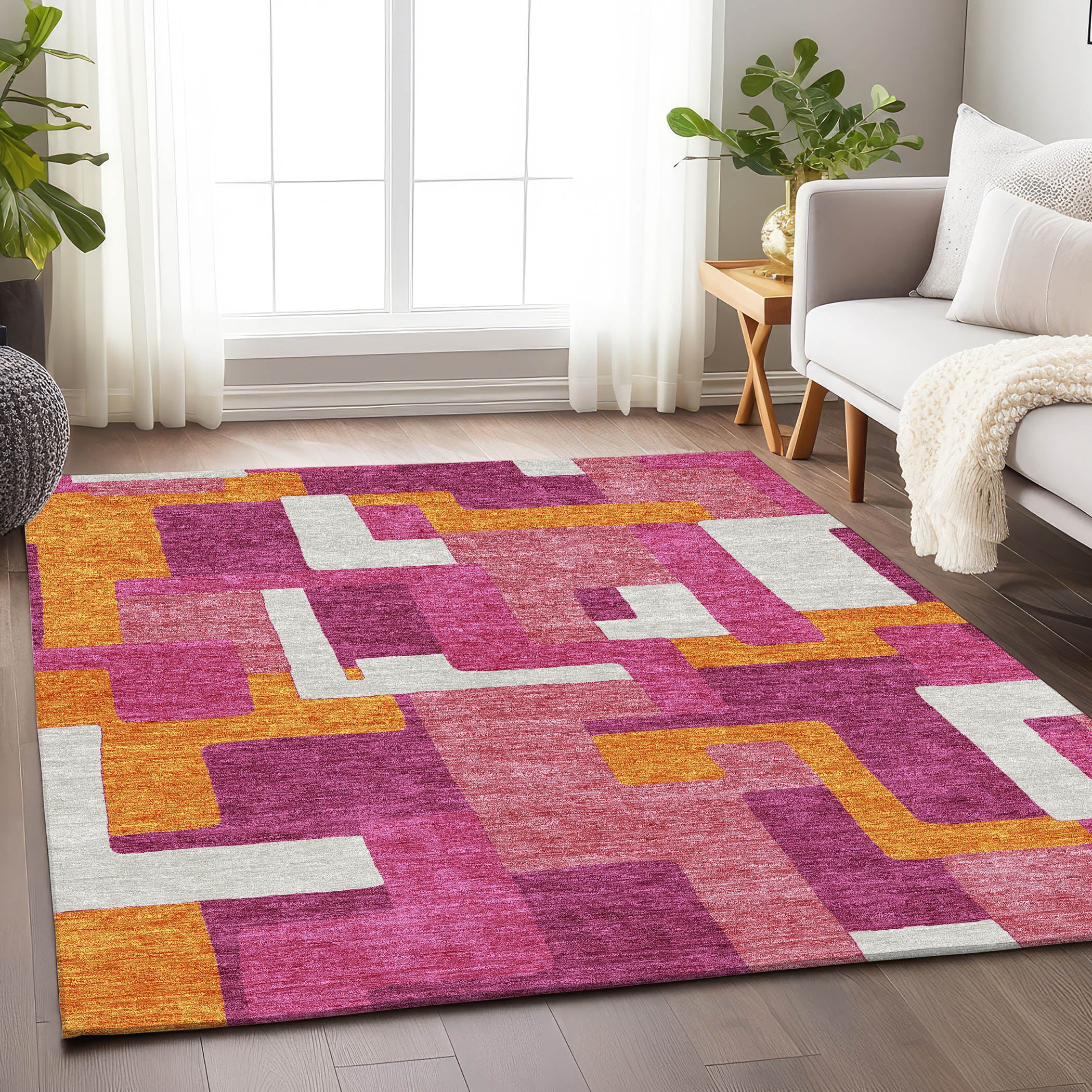 Salzburg Machine Washable Transitional Pink Rug 2'6" x 3'10" #shape_Rectangle