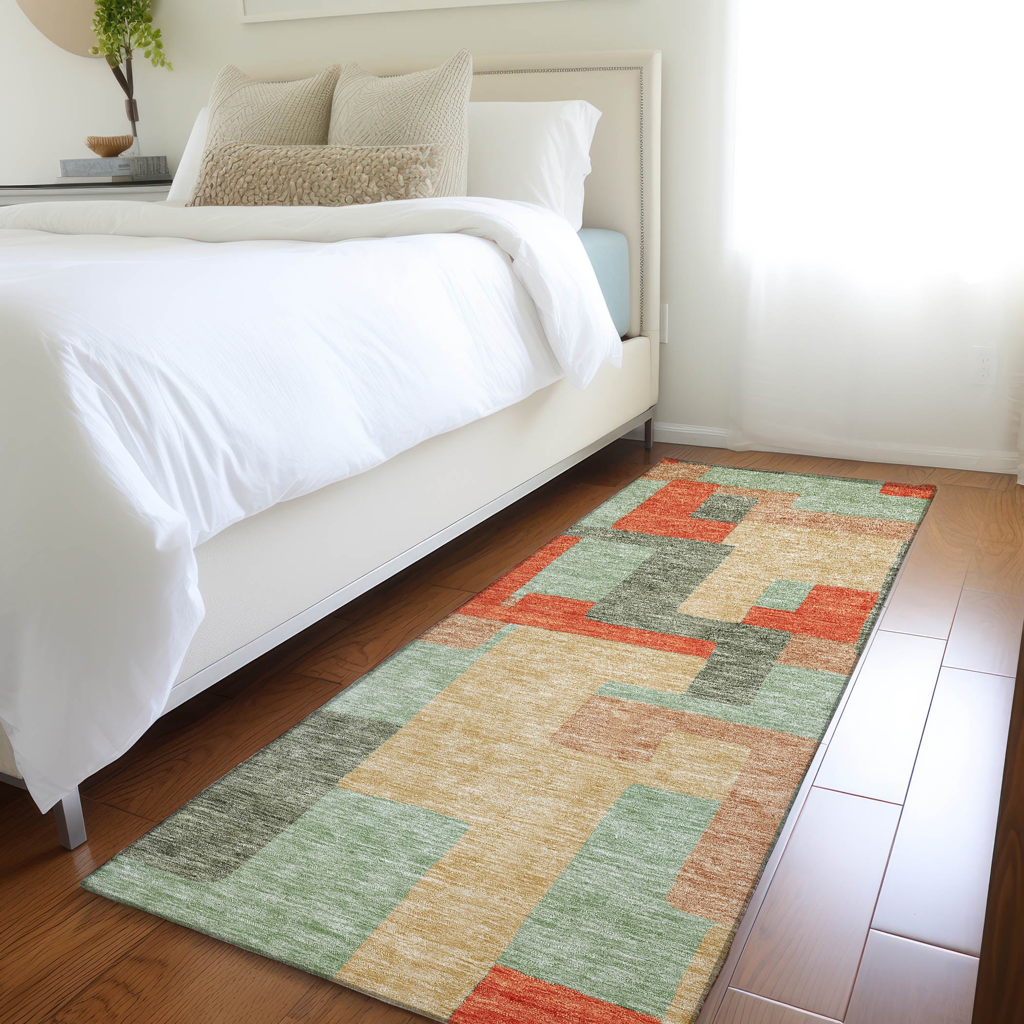Salzburg Machine Washable Transitional Sage Green Rug 2'3" x 7'6" #shape_Runner