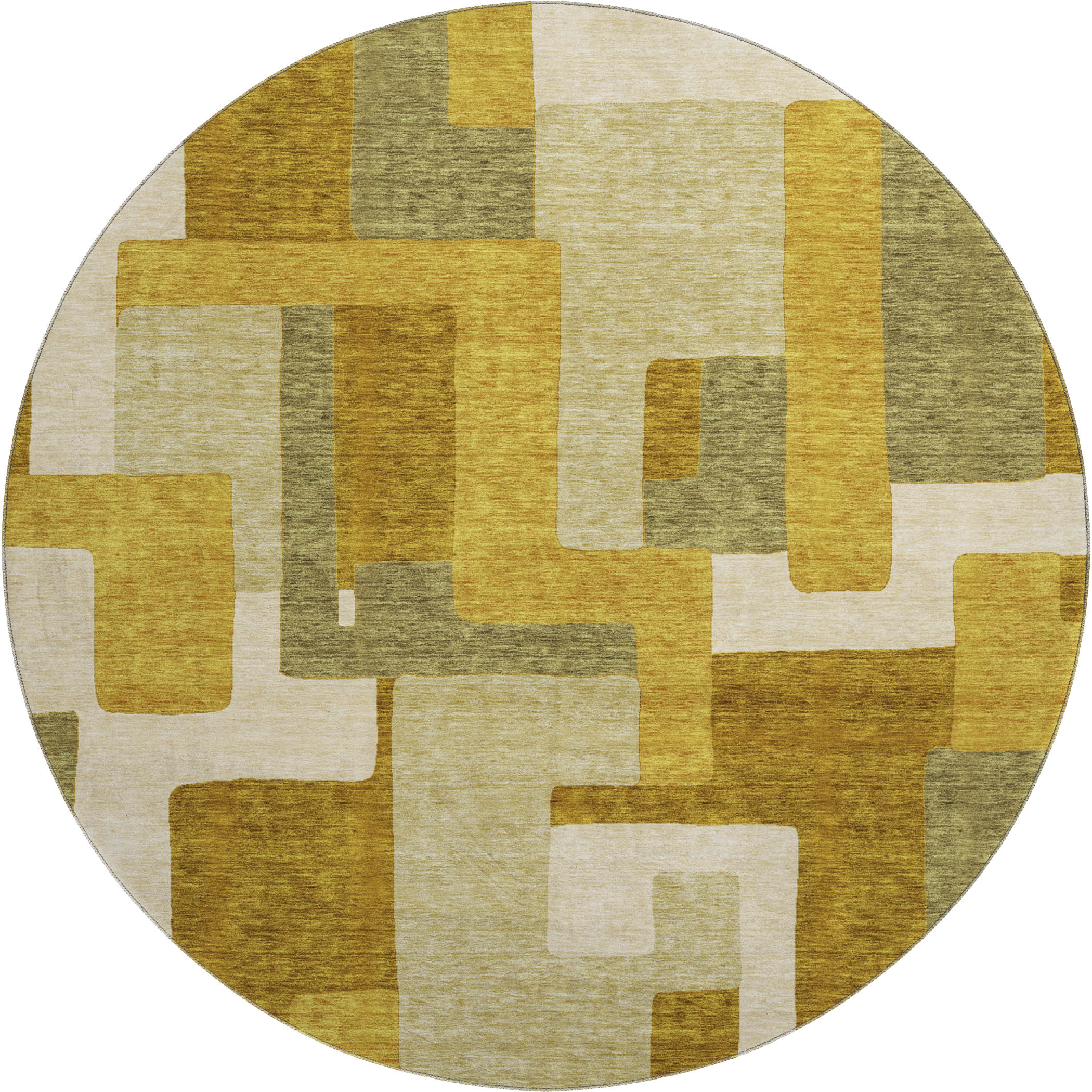 Salzburg Machine Washable Transitional Wheat Gold Rug 8' x 8' #shape_Round
