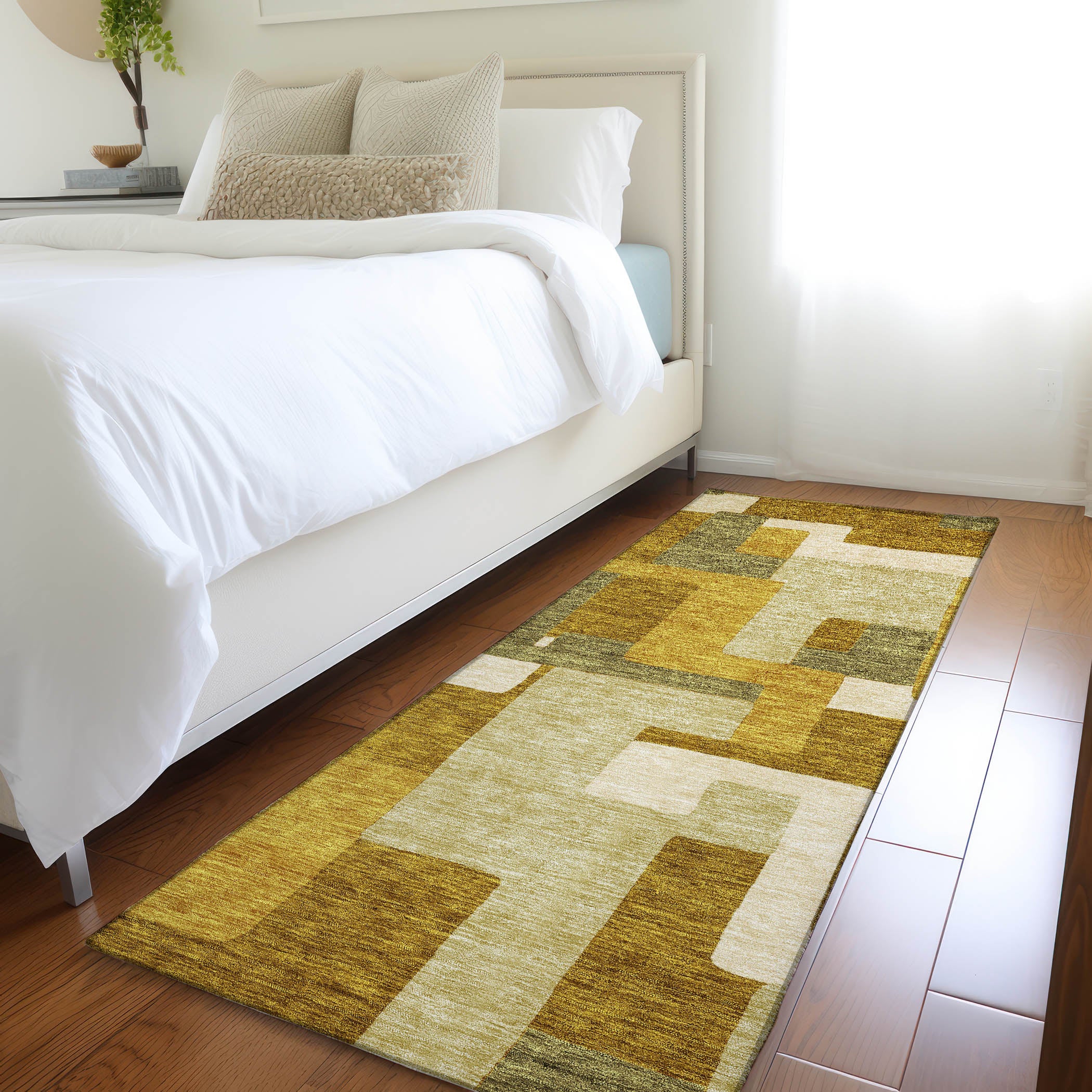 Salzburg Machine Washable Transitional Wheat Gold Rug 2'3" x 7'6" #shape_Runner