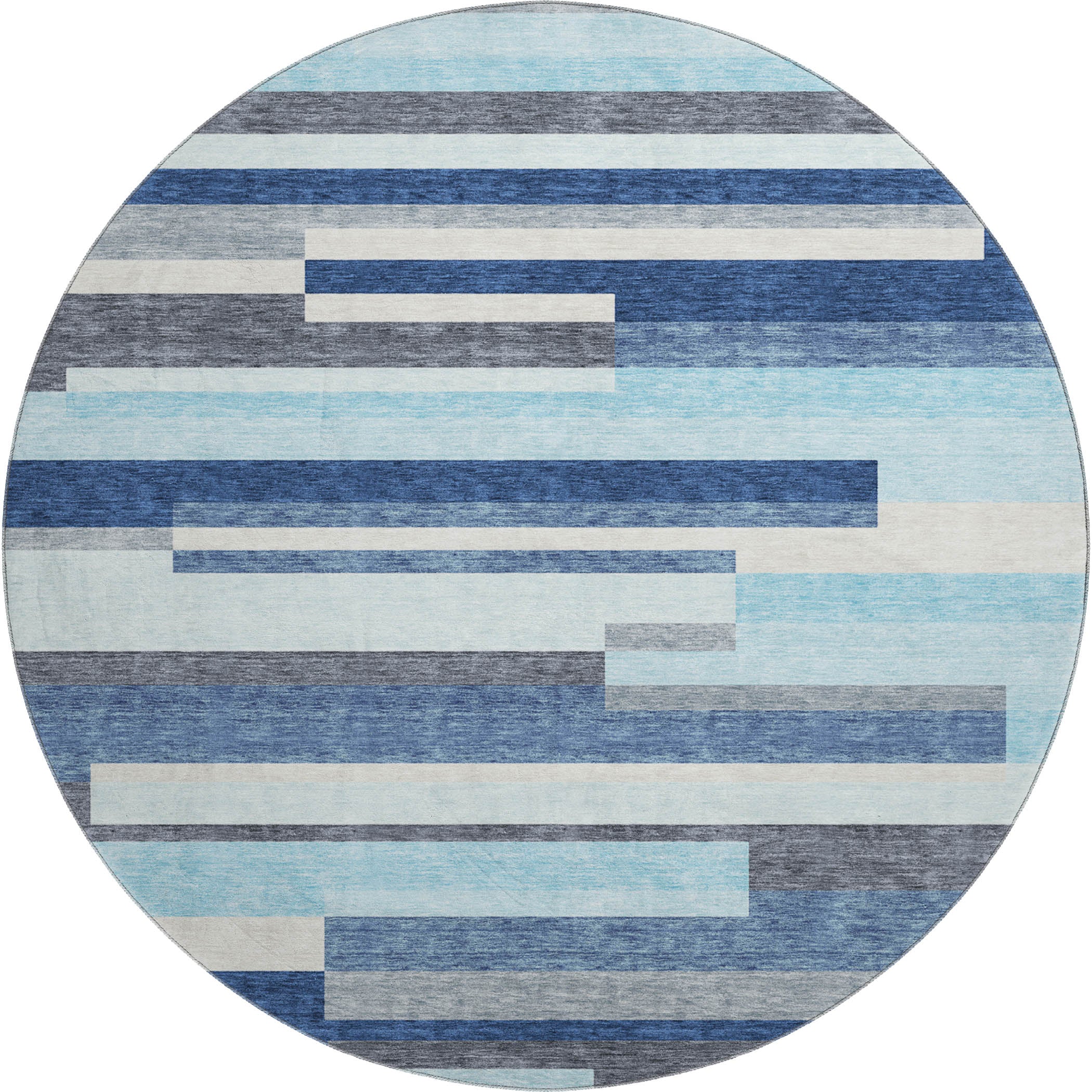 Tallinn Machine Washable Transitional Blue Rug 8' x 8' #shape_Round
