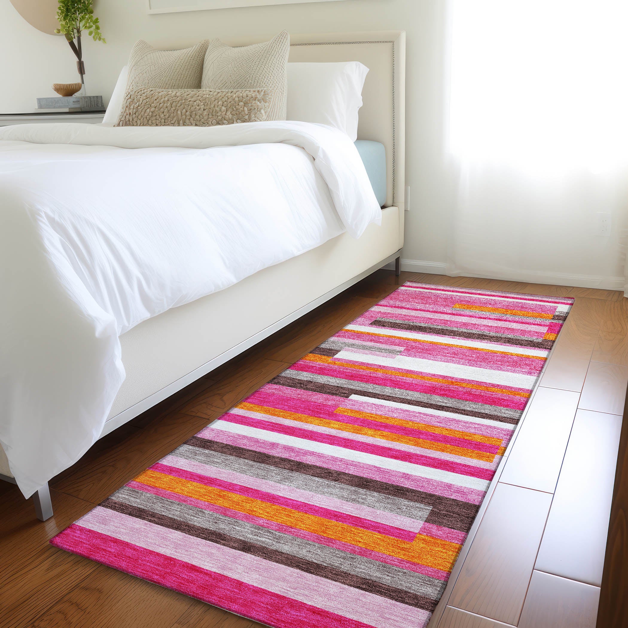 Tallinn Machine Washable Transitional Blush Pink Rug 2'3" x 7'6" #shape_Runner