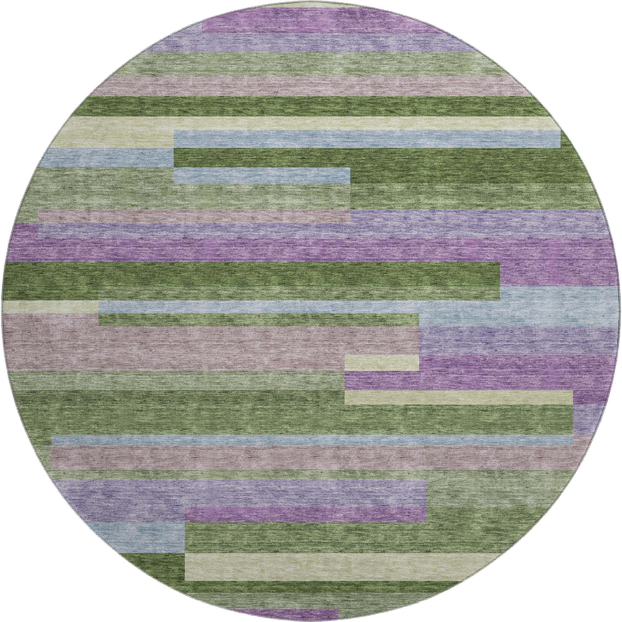 Tallinn Machine Washable Transitional Cactus Green Rug 8' x 8' #shape_Round