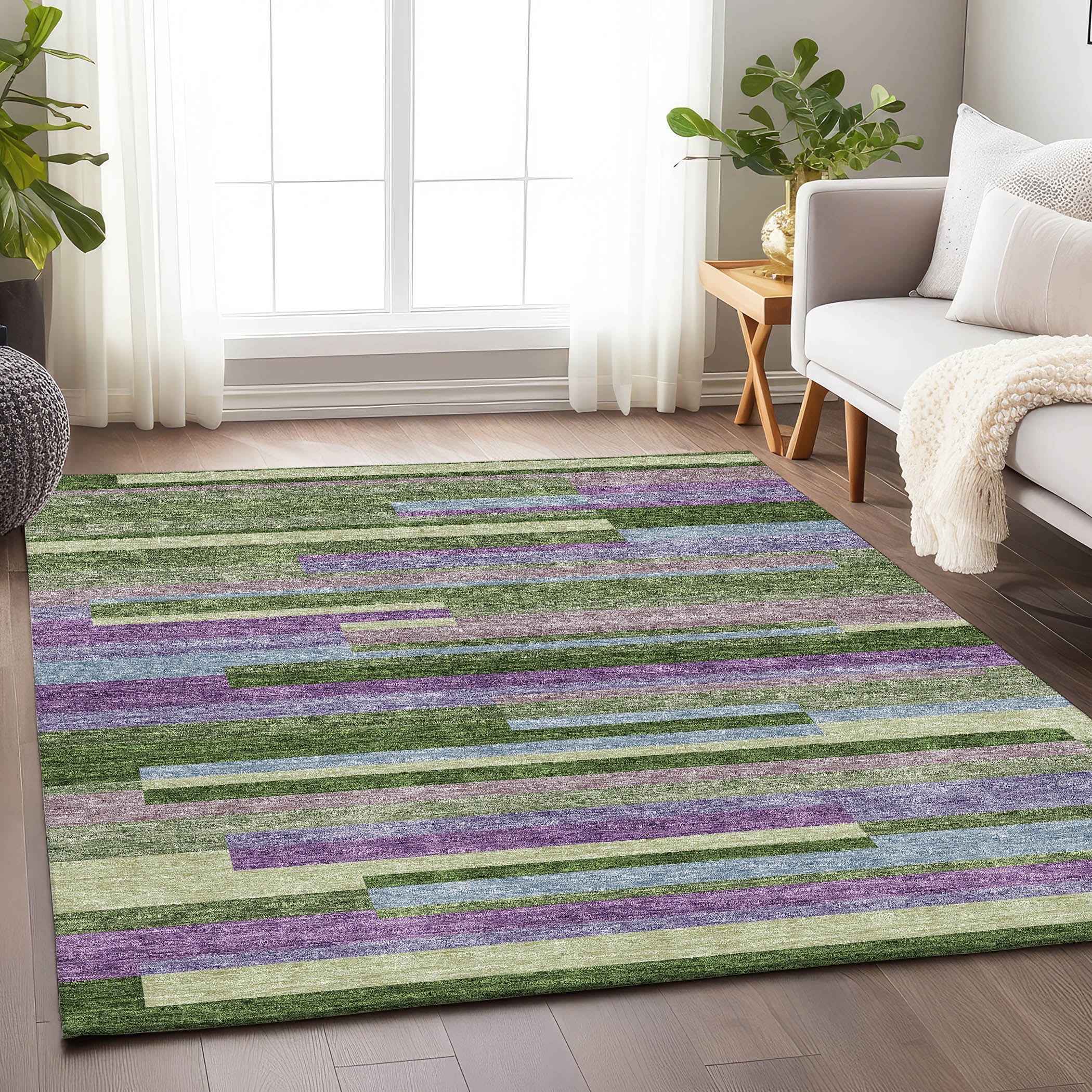 Tallinn Machine Washable Transitional Cactus Green Rug 2'6" x 3'10" #shape_Rectangle