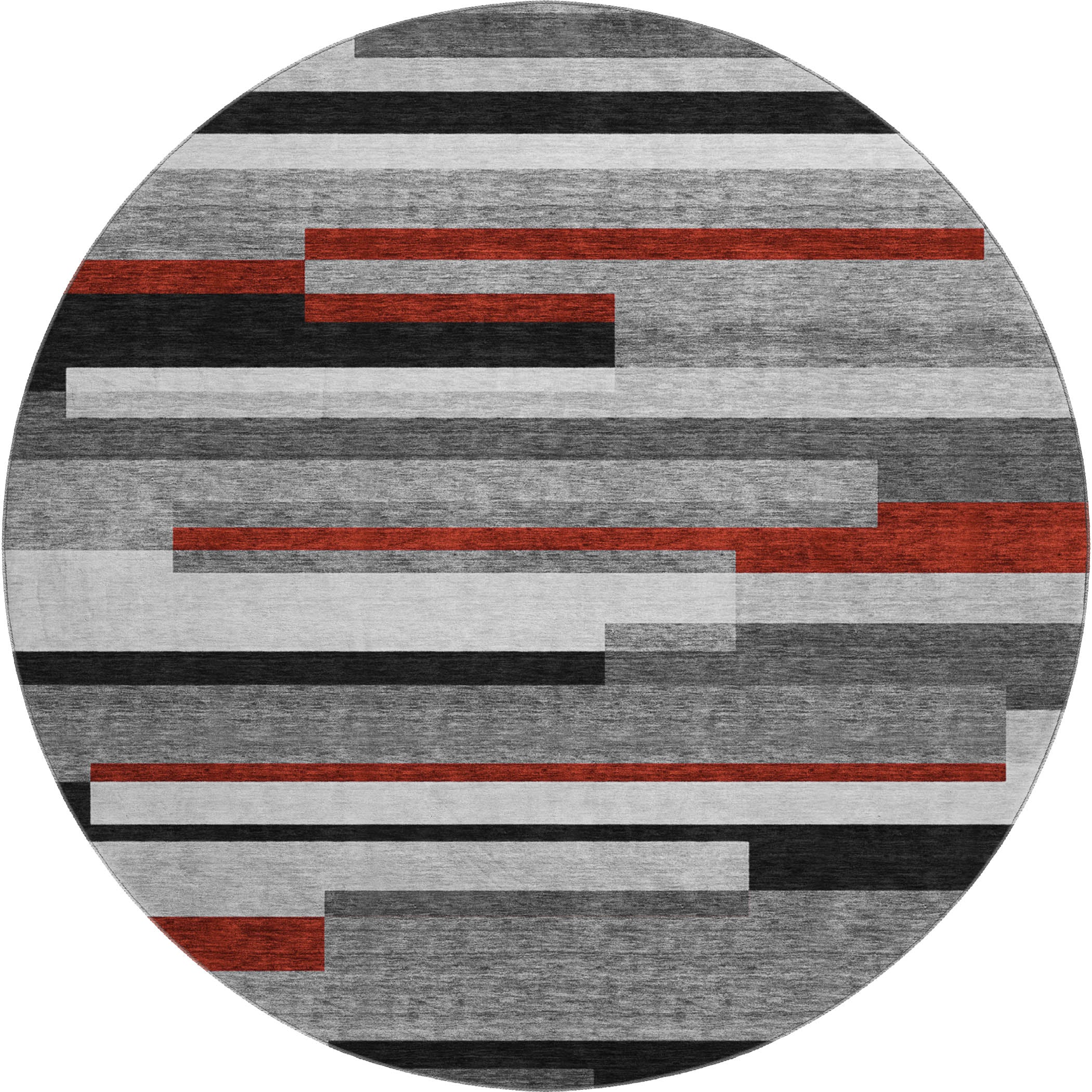 Tallinn Machine Washable Transitional Gray Rug 8' x 8' #shape_Round