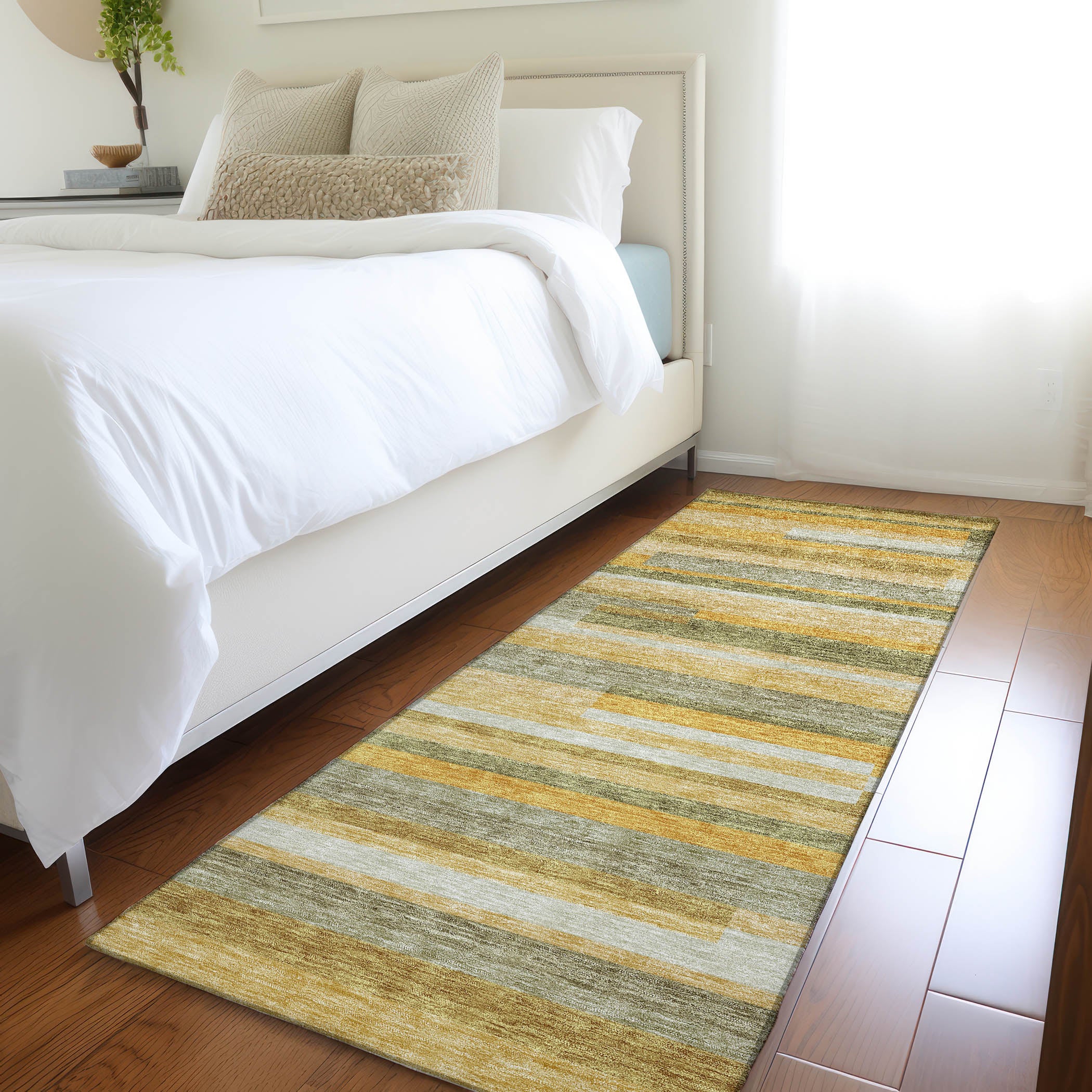 Tallinn Machine Washable Transitional Honey Gold Rug 2'3" x 7'6" #shape_Runner