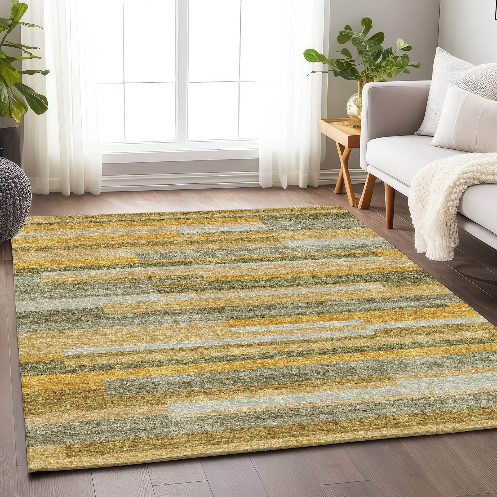 Tallinn Machine Washable Transitional Honey Gold Rug 2'6" x 3'10" #shape_Rectangle