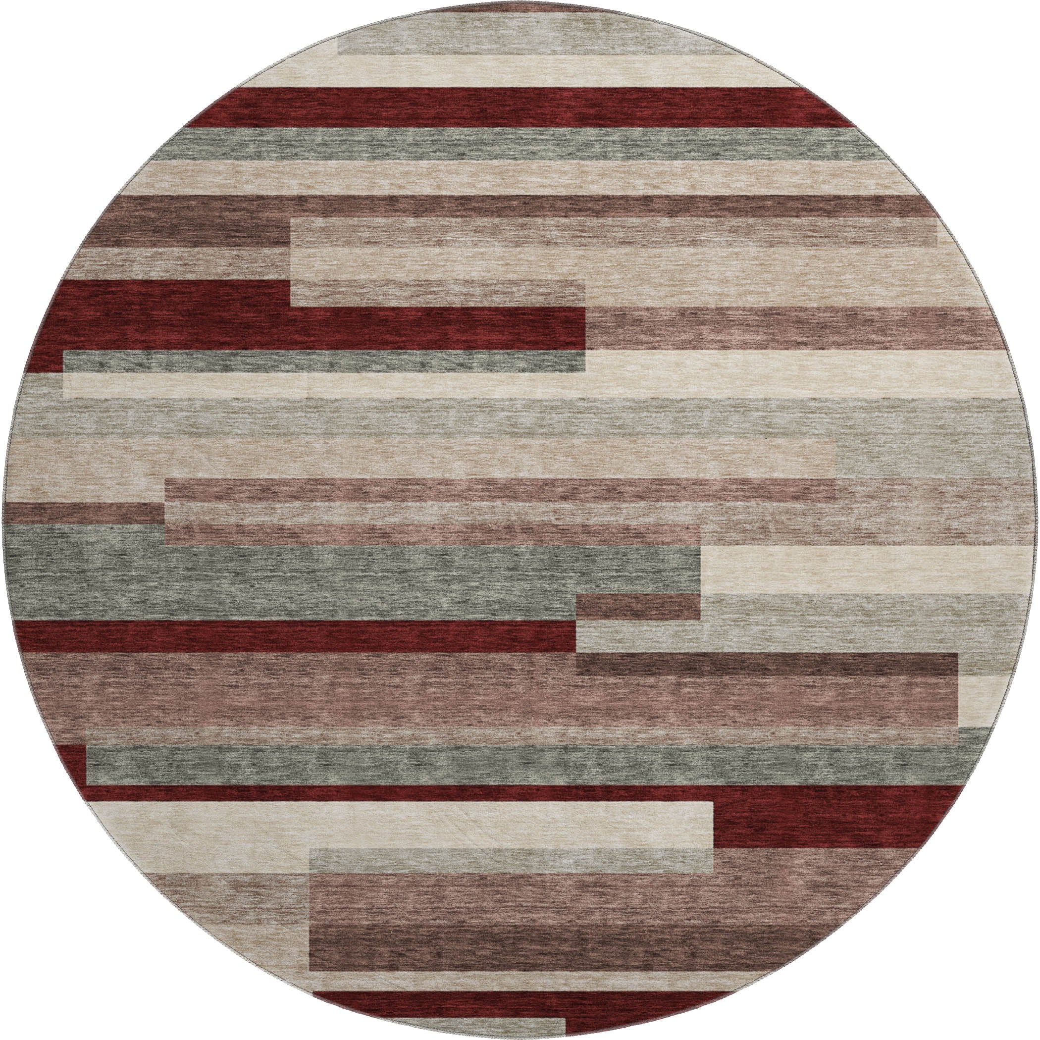 Tallinn Machine Washable Transitional Merlot Red Rug 8' x 8' #shape_Round