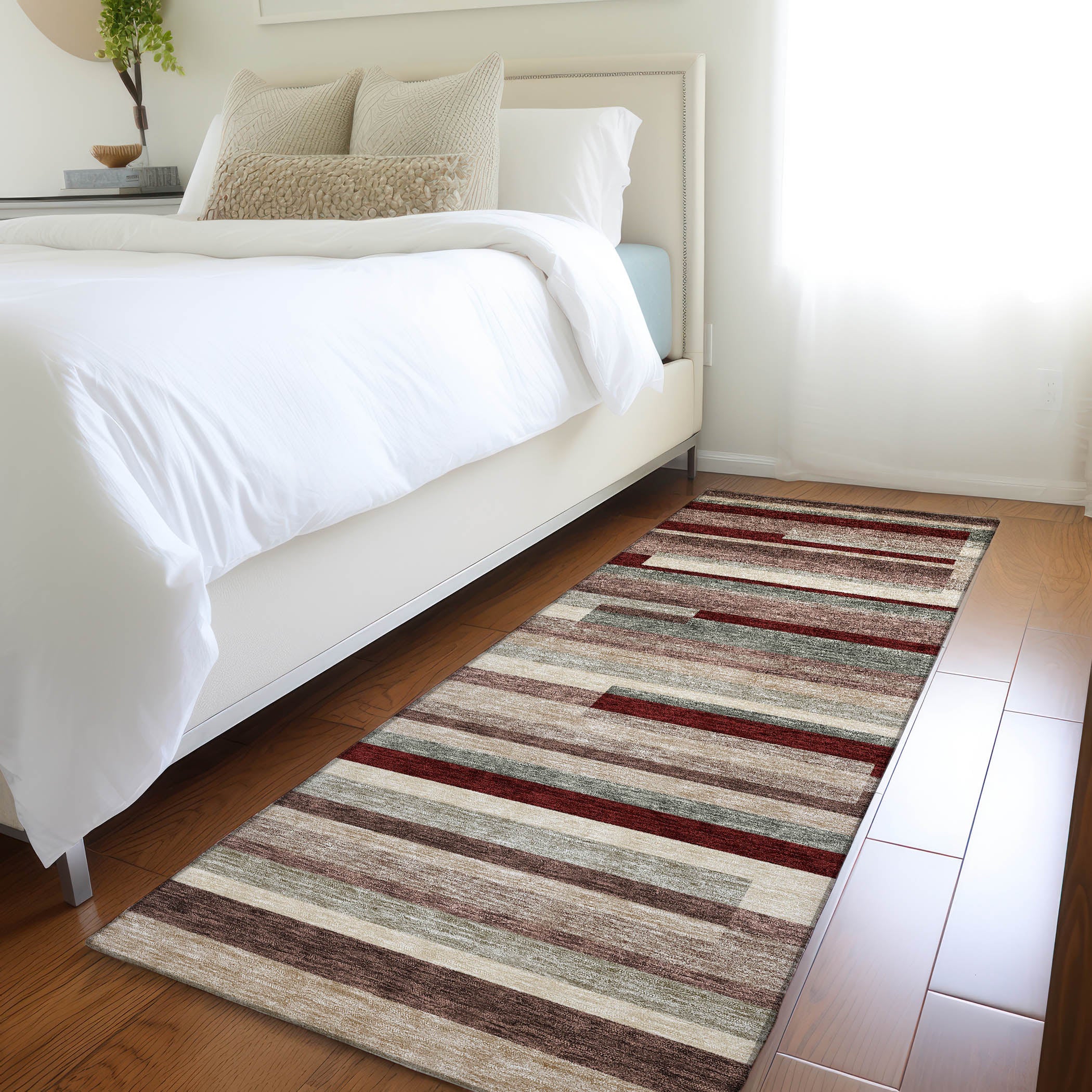 Tallinn Machine Washable Transitional Merlot Red Rug 2'3" x 7'6" #shape_Runner