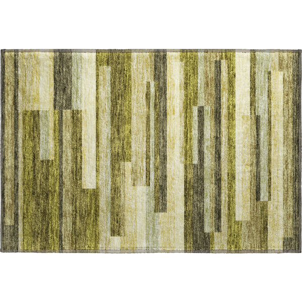 Tallinn Machine Washable Transitional Olive Green Rug 1'8" x 2'6"