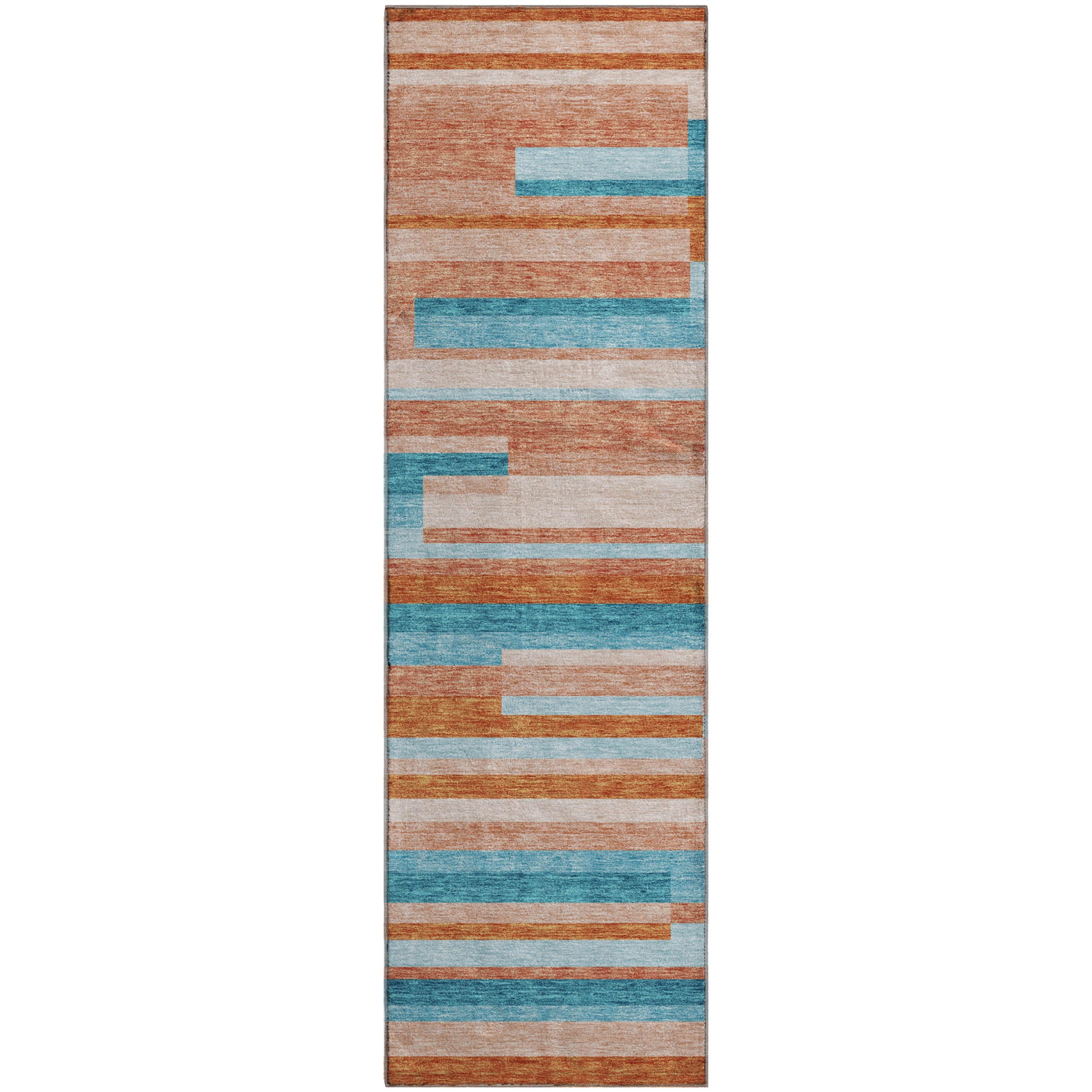 Tallinn Machine Washable Transitional Orange Rug 2'3" x 7'6" #shape_Runner
