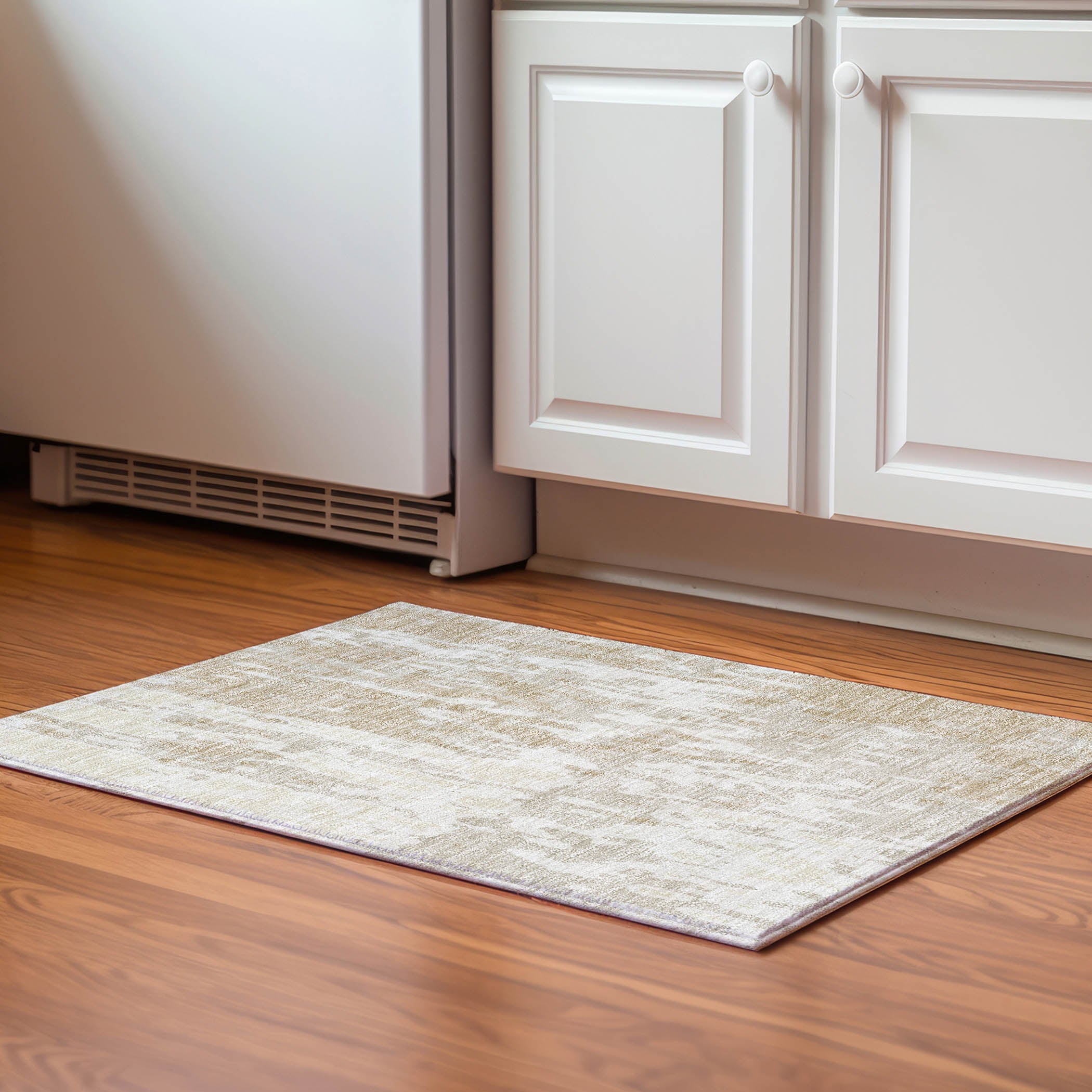 Seoul Machine Washable Transitional Beige Brown Rug 1'8" x 2'6" #shape_Rectangle
