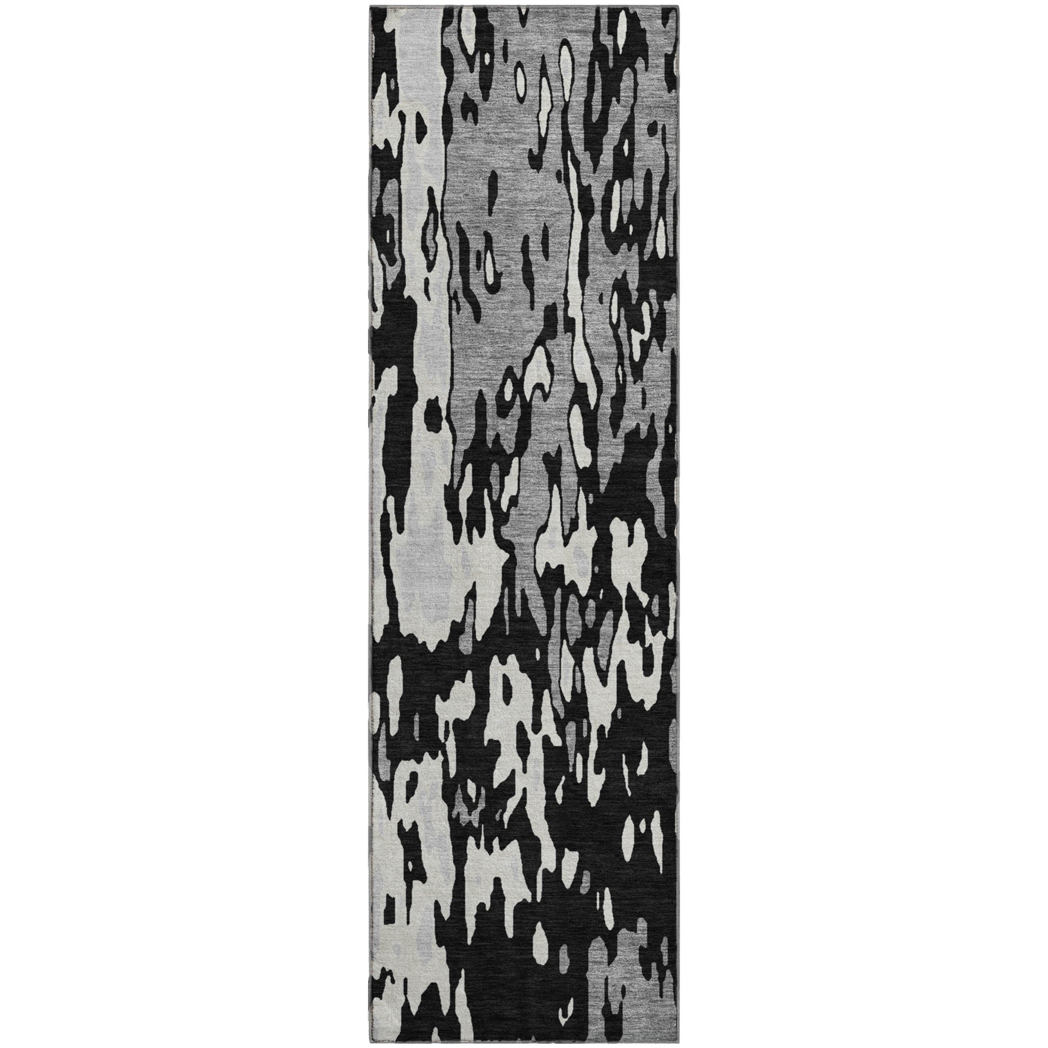 Seoul Machine Washable Transitional Black Rug 2'3" x 7'6" #shape_Runner