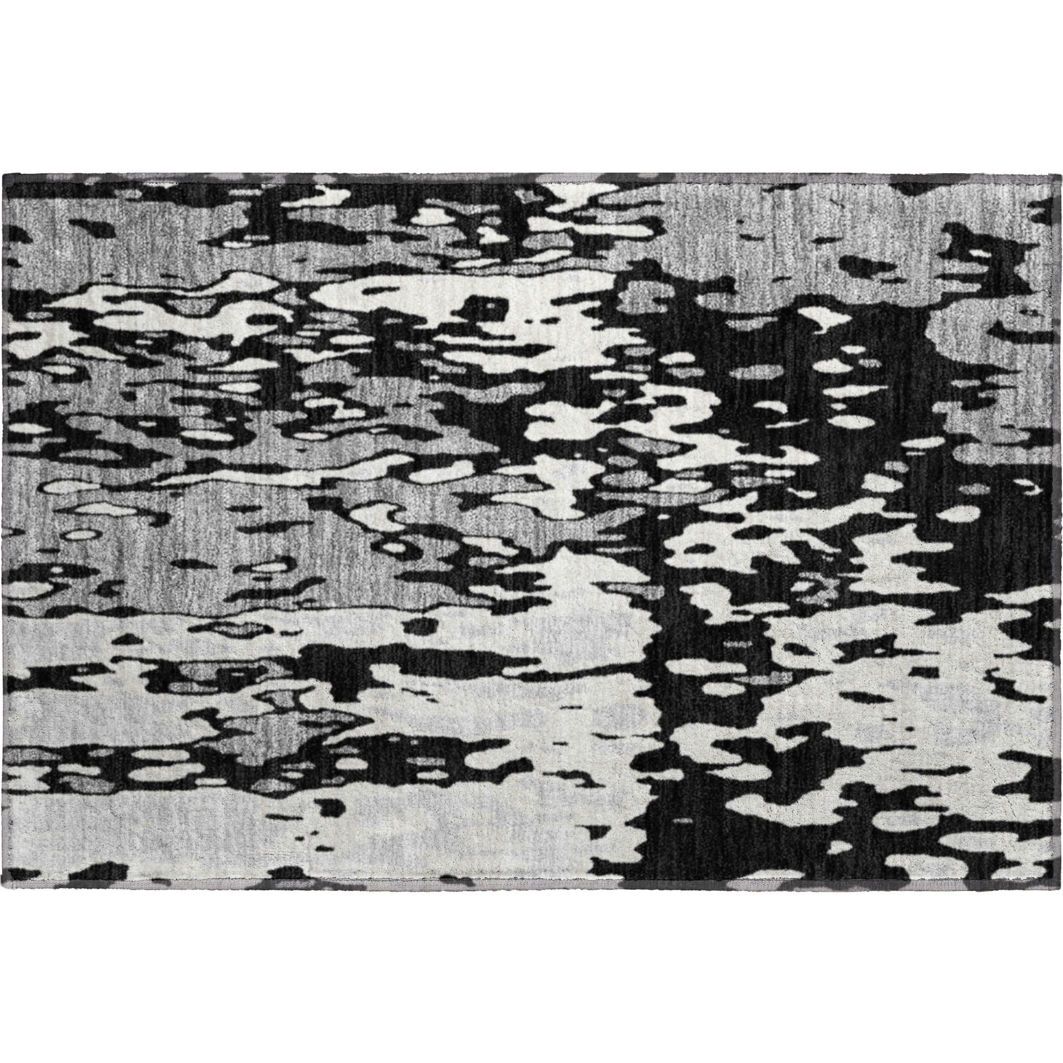 Seoul Machine Washable Transitional Black Rug 1'8" x 2'6" #shape_Rectangle