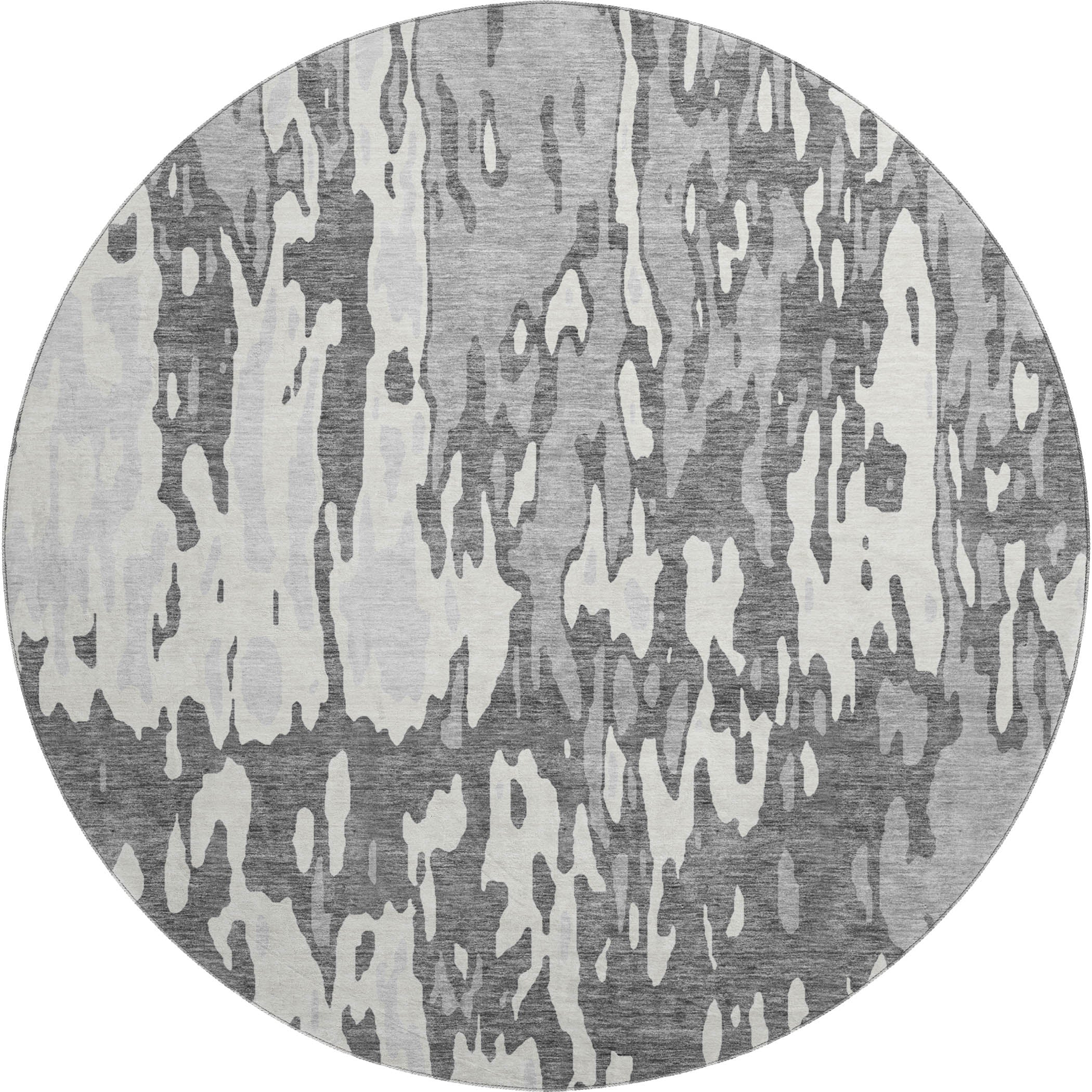 Seoul Machine Washable Transitional Gray Rug 8' x 8' #shape_Round