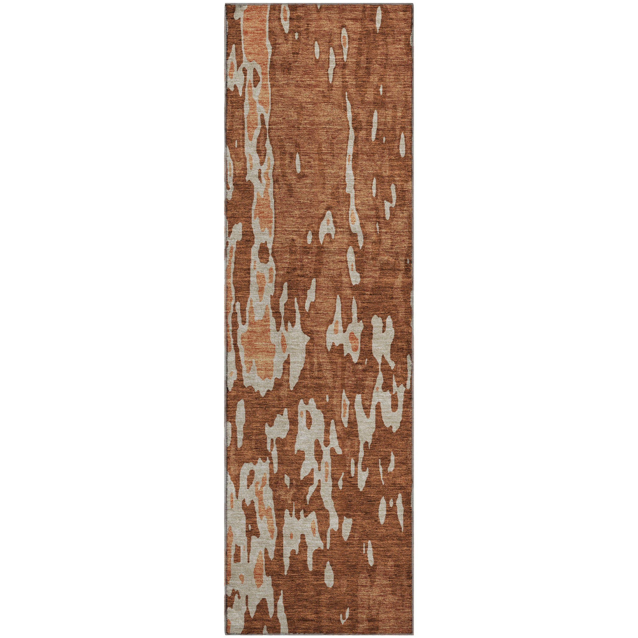 Seoul Machine Washable Transitional Paprika Orange Rug 2'3" x 7'6" #shape_Runner