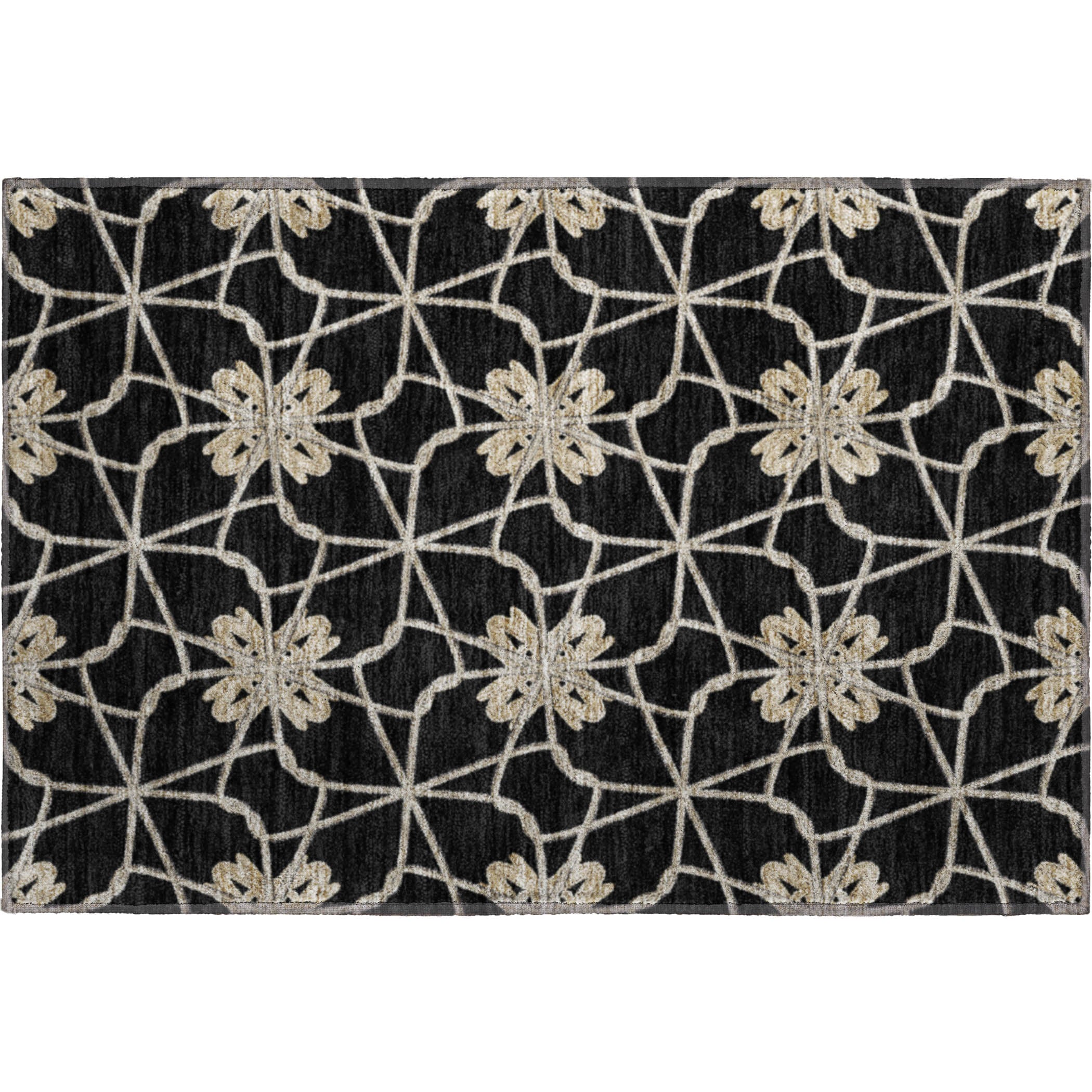 Salzburg Machine Washable Transitional Black Rug 1'8" x 2'6" #shape_Rectangle
