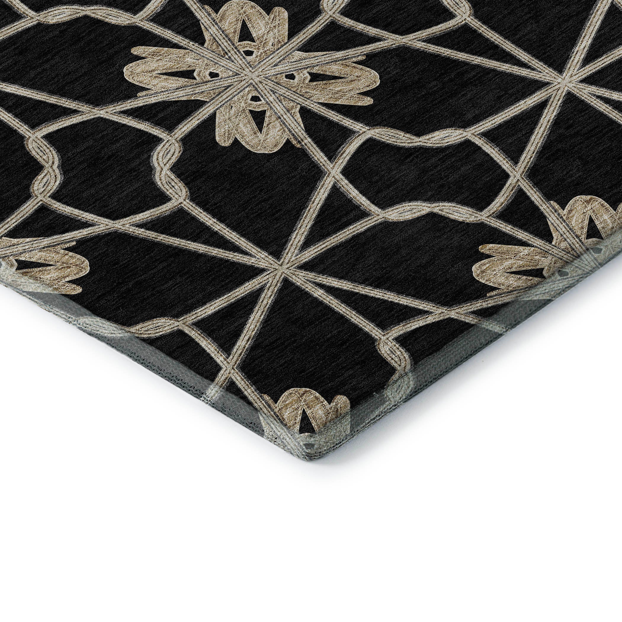 Salzburg Machine Washable Transitional Black Rug 1'8" x 2'6" #shape_Rectangle