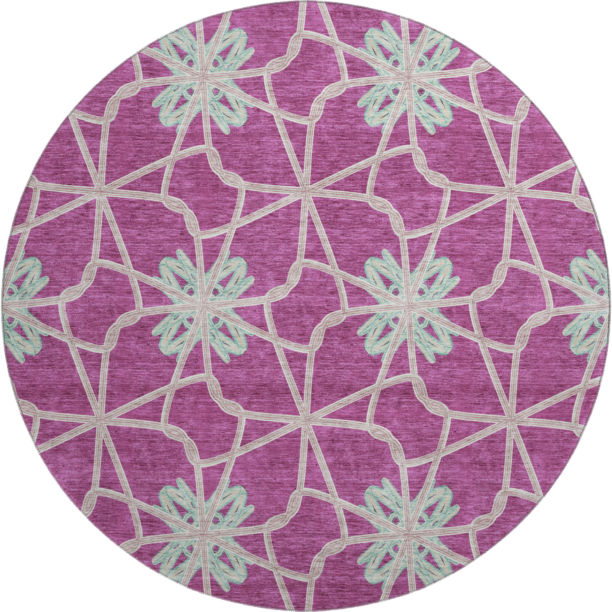 Salzburg Machine Washable Transitional Blush Pink Rug 8' x 8' #shape_Round