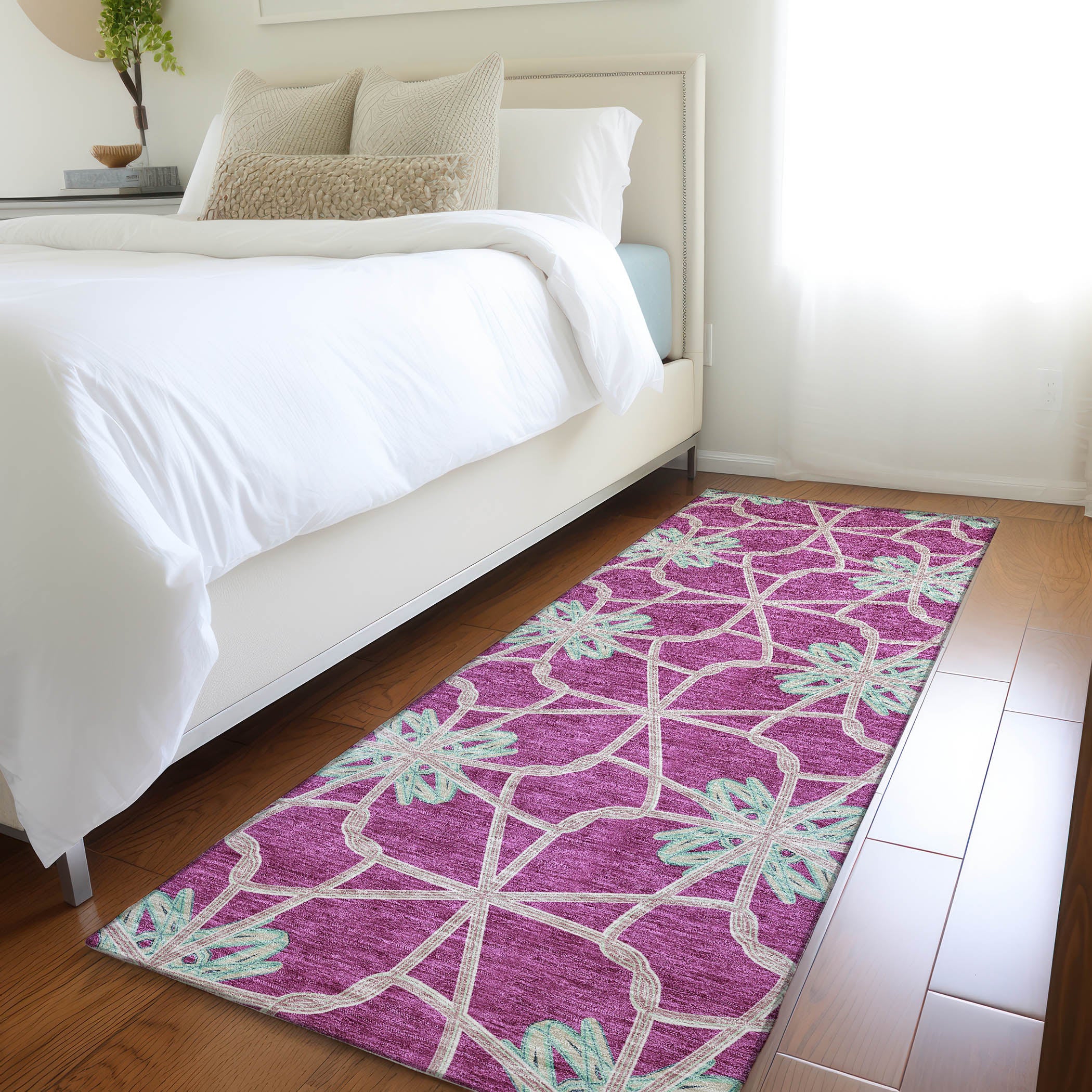 Salzburg Machine Washable Transitional Blush Pink Rug 2'3" x 7'6" #shape_Runner