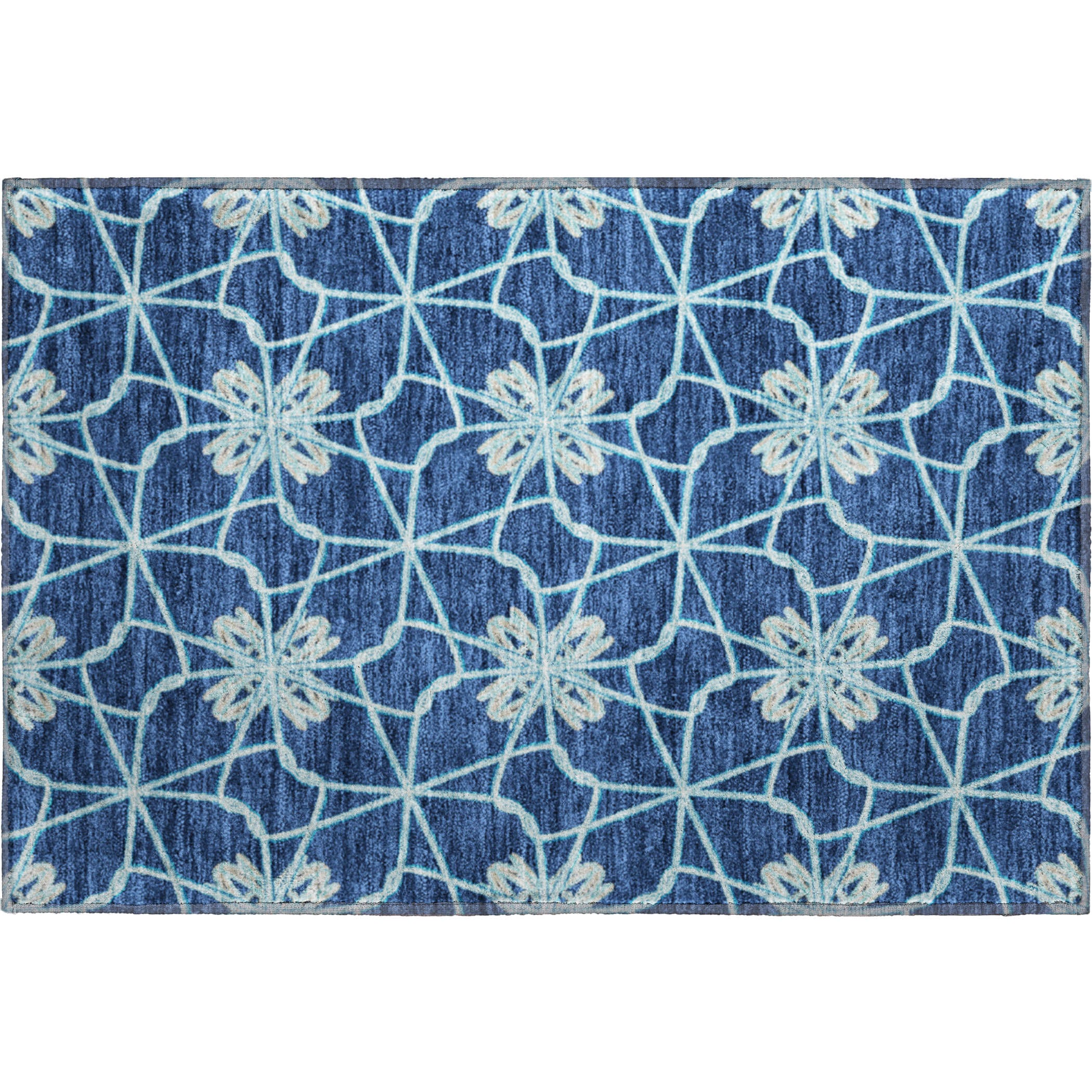 Salzburg Machine Washable Transitional Navy Blue Rug 1'8" x 2'6" #shape_Rectangle