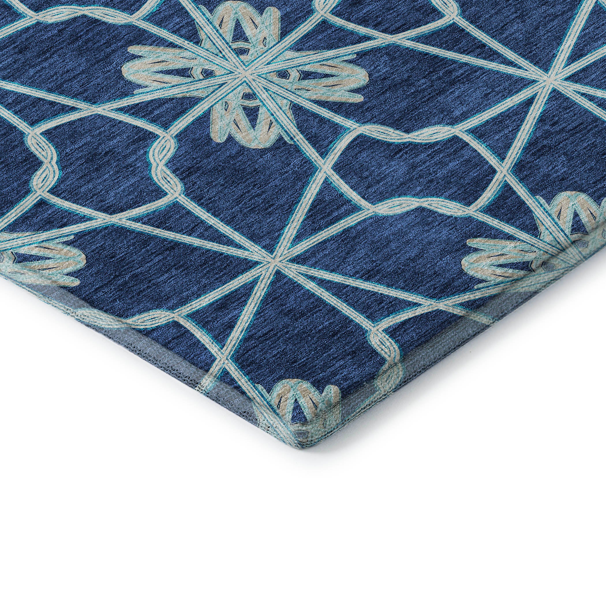 Salzburg Machine Washable Transitional Navy Blue Rug 1'8" x 2'6" #shape_Rectangle